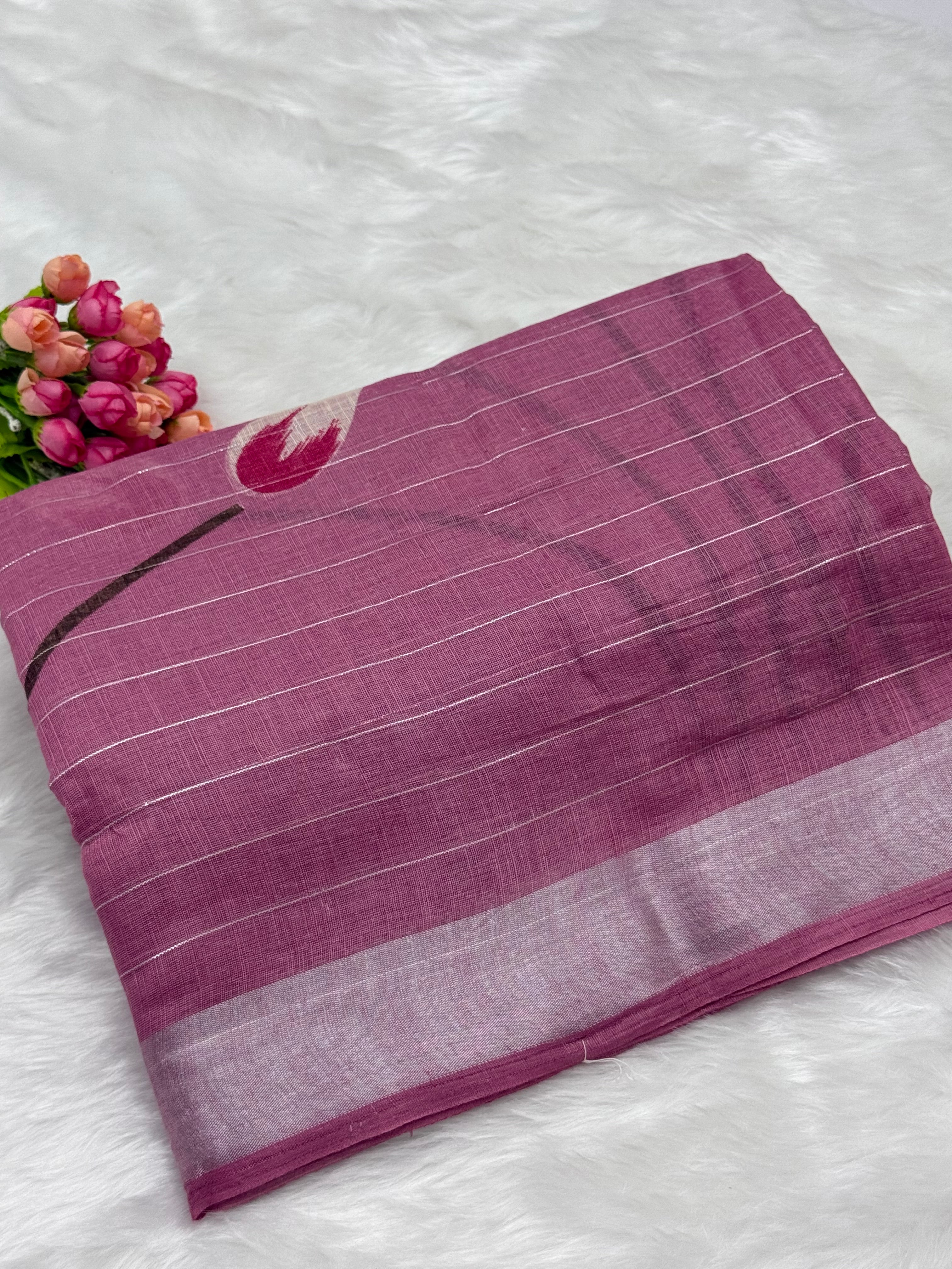 PREMIUM LINEN COTTON SILK SAREE - MAUVE PINK