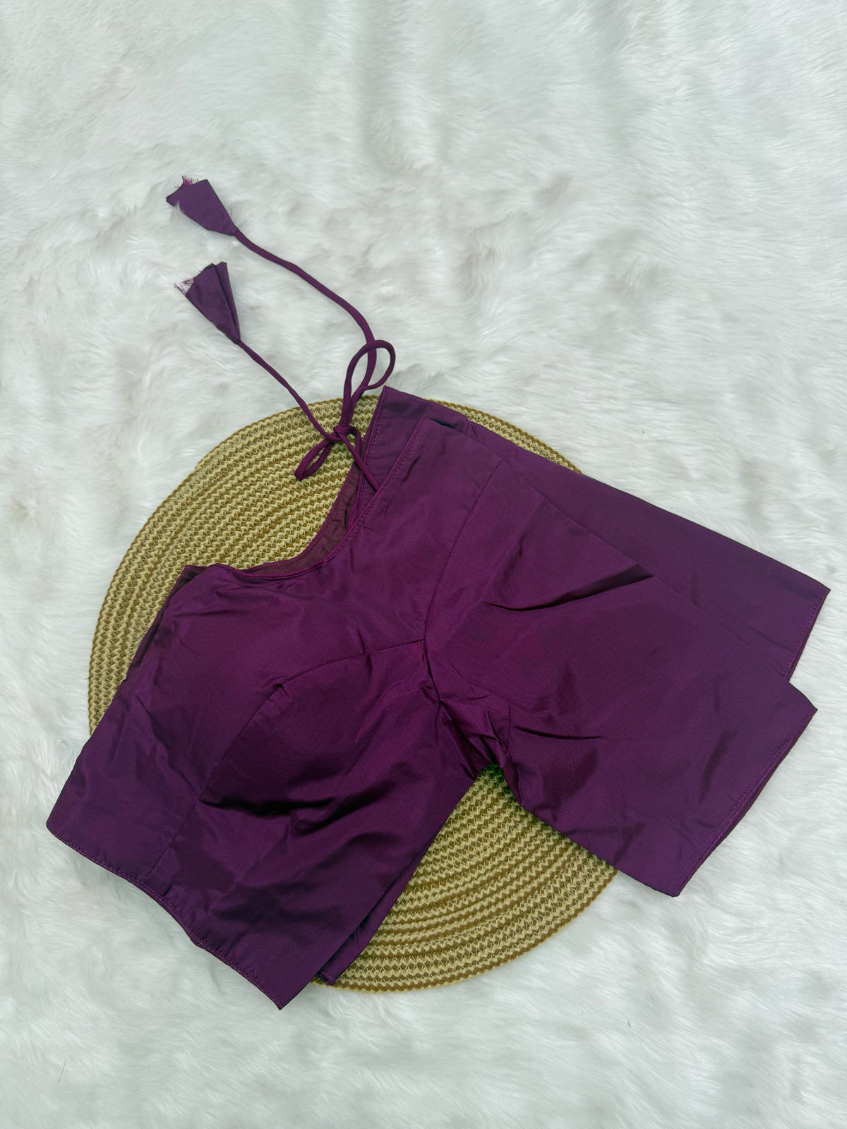 PLAIN SILK READY TO WEAR SAREE BLOUSE - PURPLE