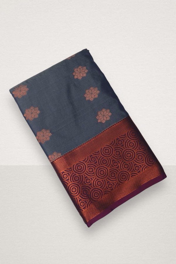 KARUNYA SPL SOFT SILK SAREE - FLINT GREY