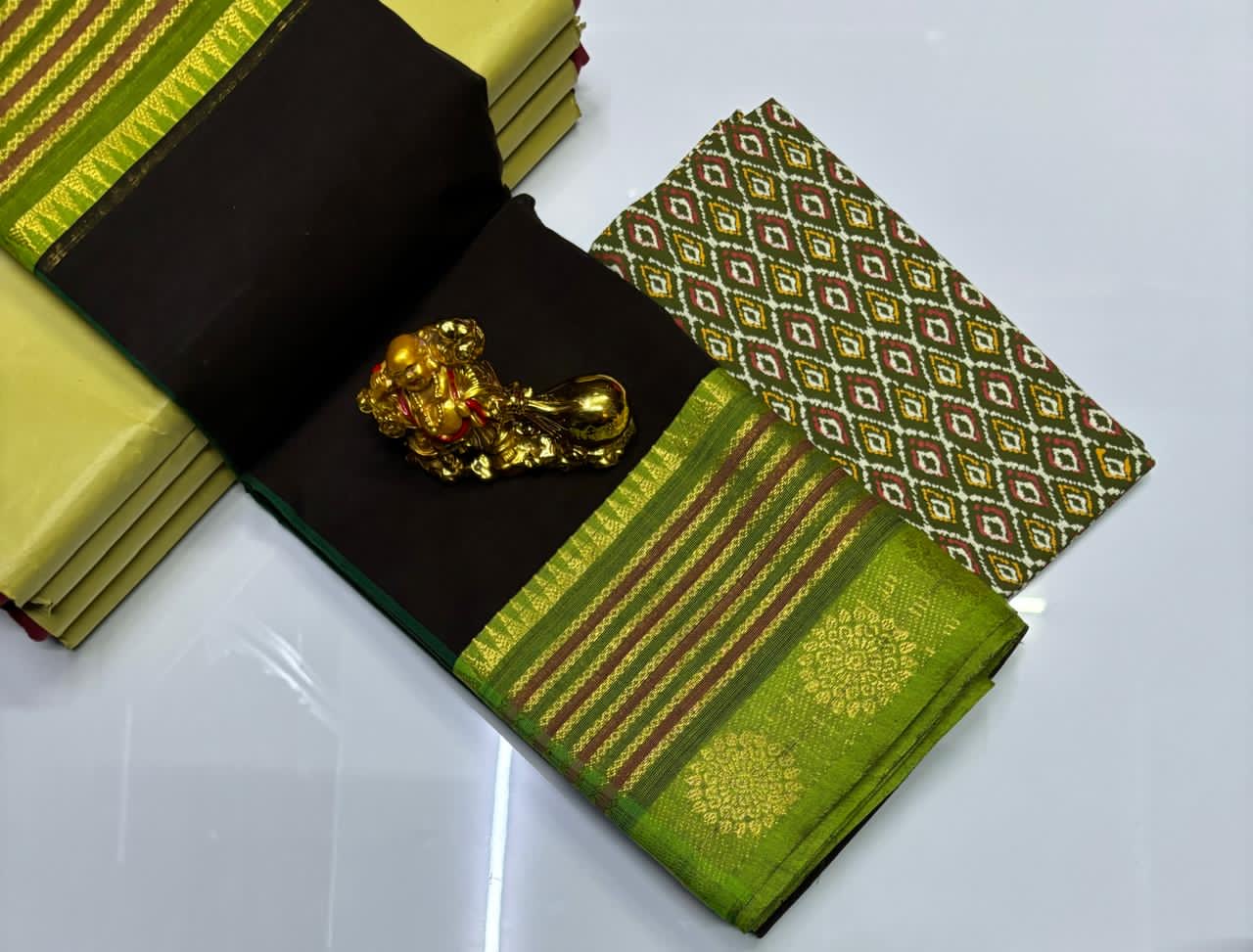 PURE KANCHI HANDLOOM COTTON SAREES - BROWN