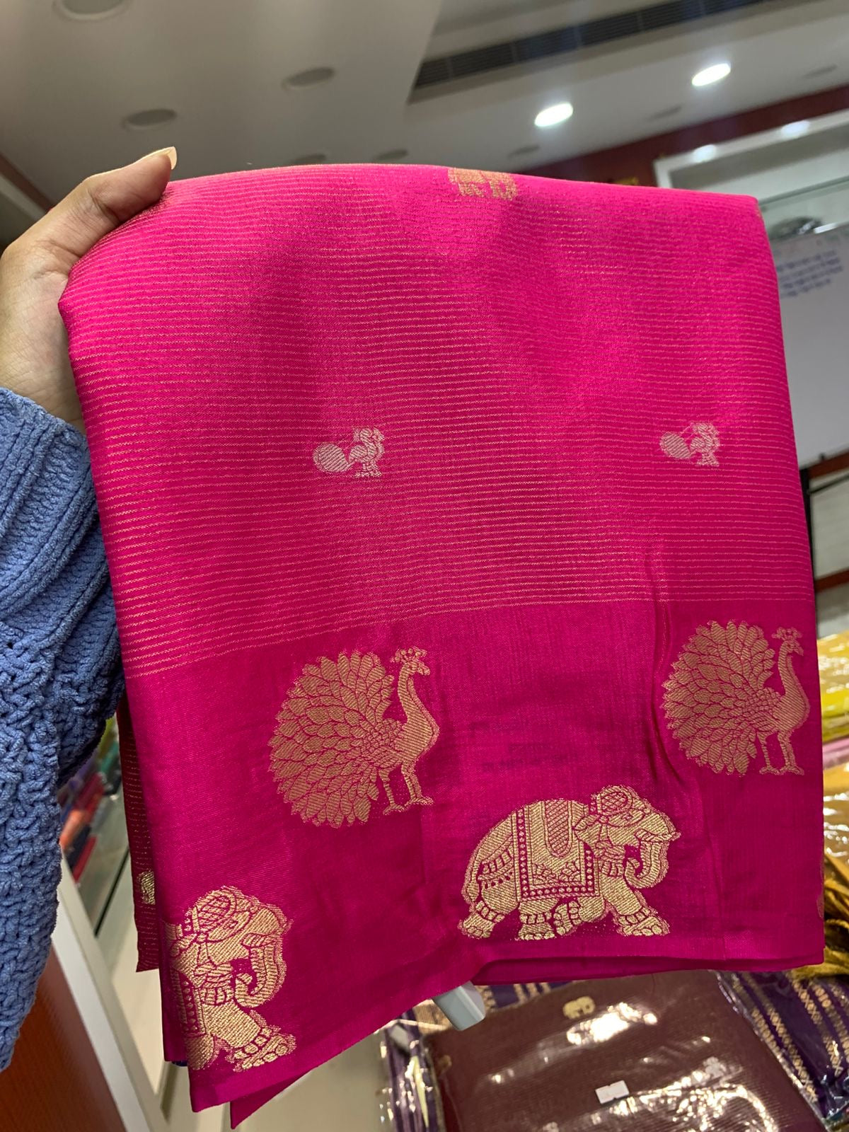 SEMI KANCHI SOFT SILK SAREE - RANI PINK