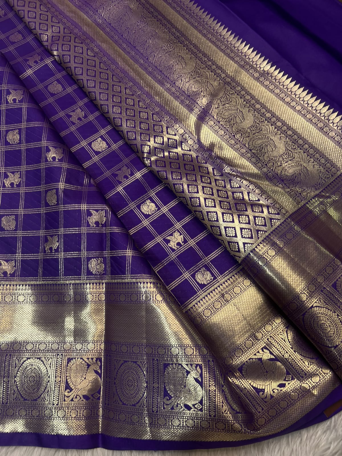 PREMIUM SEMI KANCHI SILK SAREE - INDIGO PURPLE