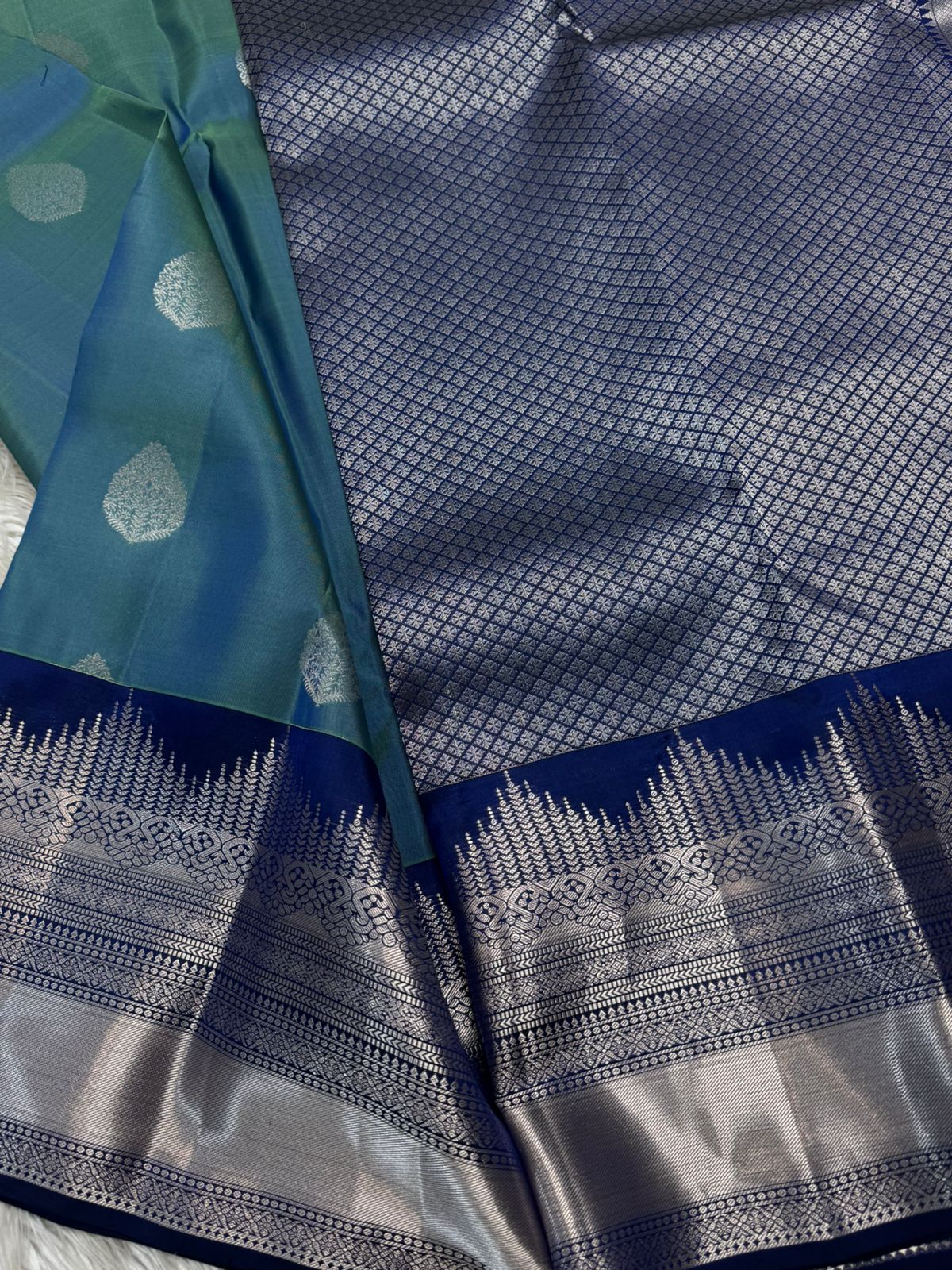 KANCHIPURAM PURE SILK SAREE | SILKMARK® CERTIFIED -  TEAL GREEN
