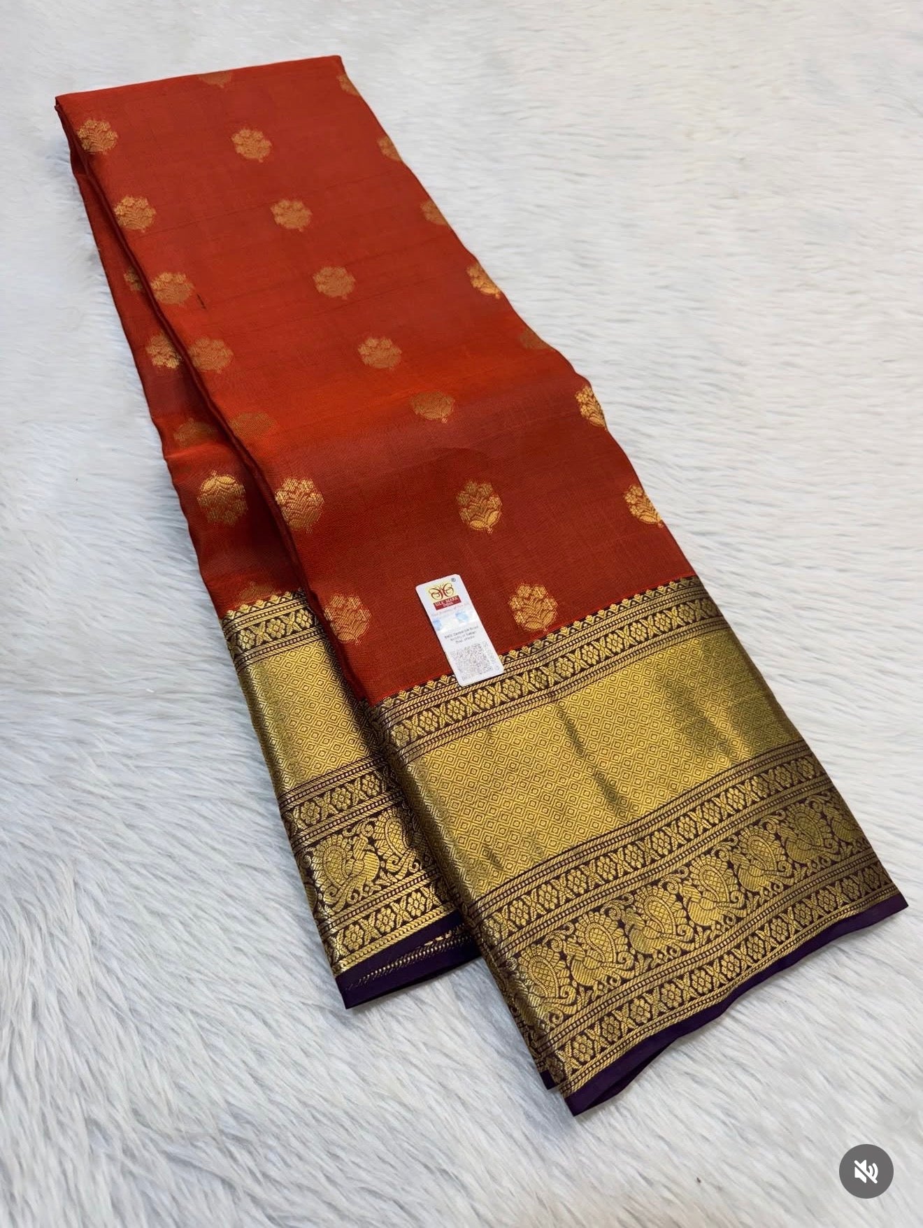 KANCHIPURAM PURE SILK SAREE | SILKMARK® CERTIFIED - RUST ORANGE