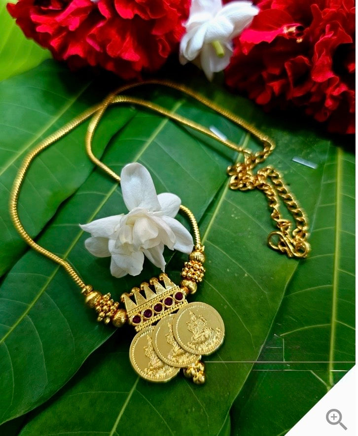 THREE LAKSHMI GOLD COIN NECKLACE