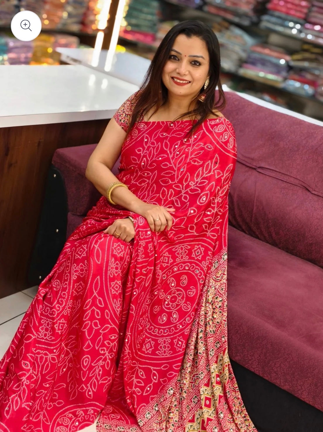 SOFT SEMI CREPE SILK SAREE WITH MIRROR WORK -