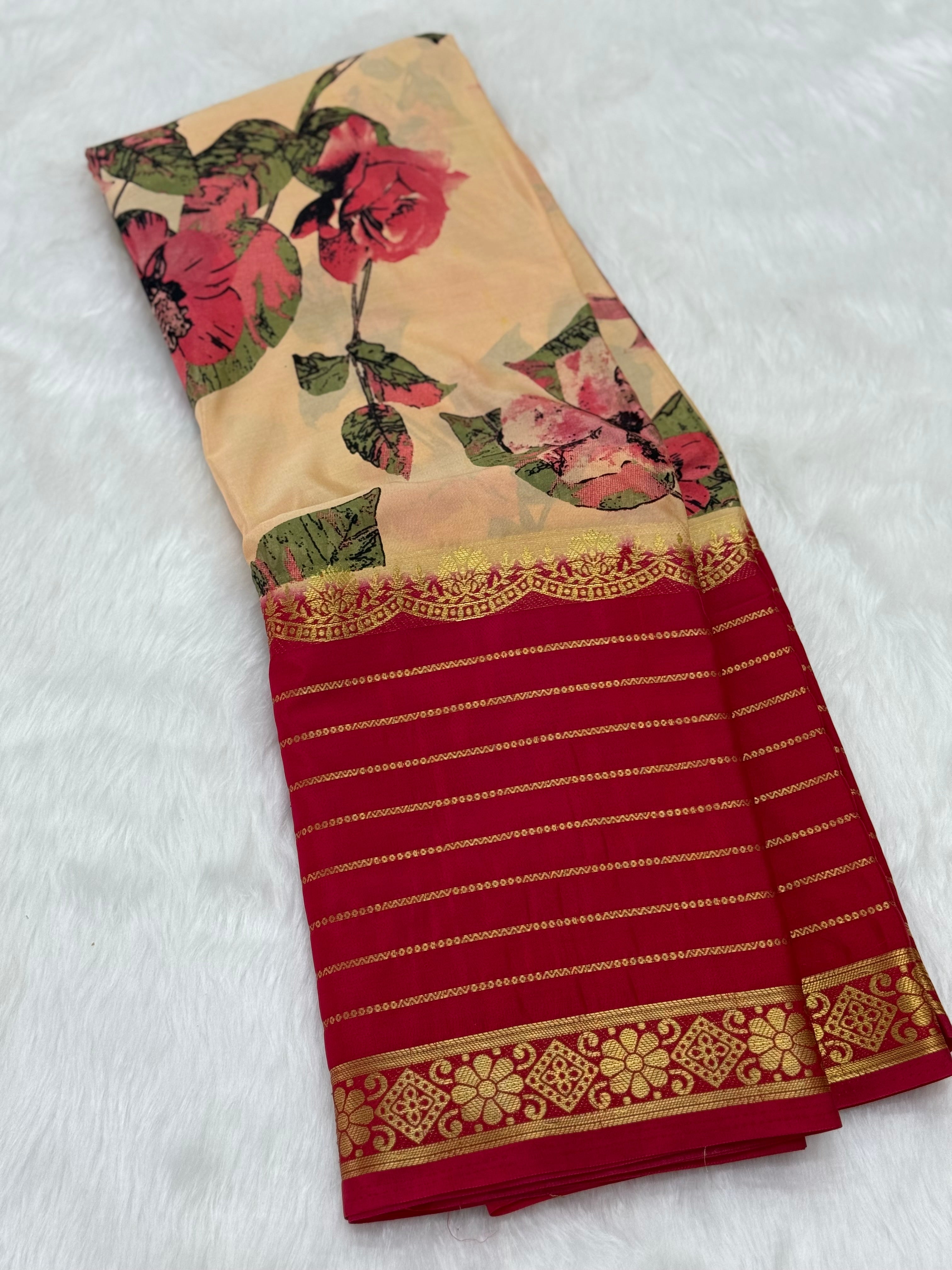 KALAMKARI PURE QUALITY MYSORE SILK SAREE - RED