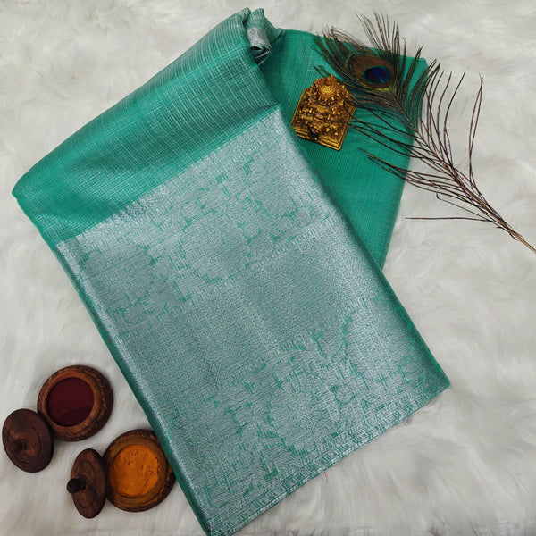 FANCY BANARASI TISSUE SILK SAREES - TIFFANY BLUE