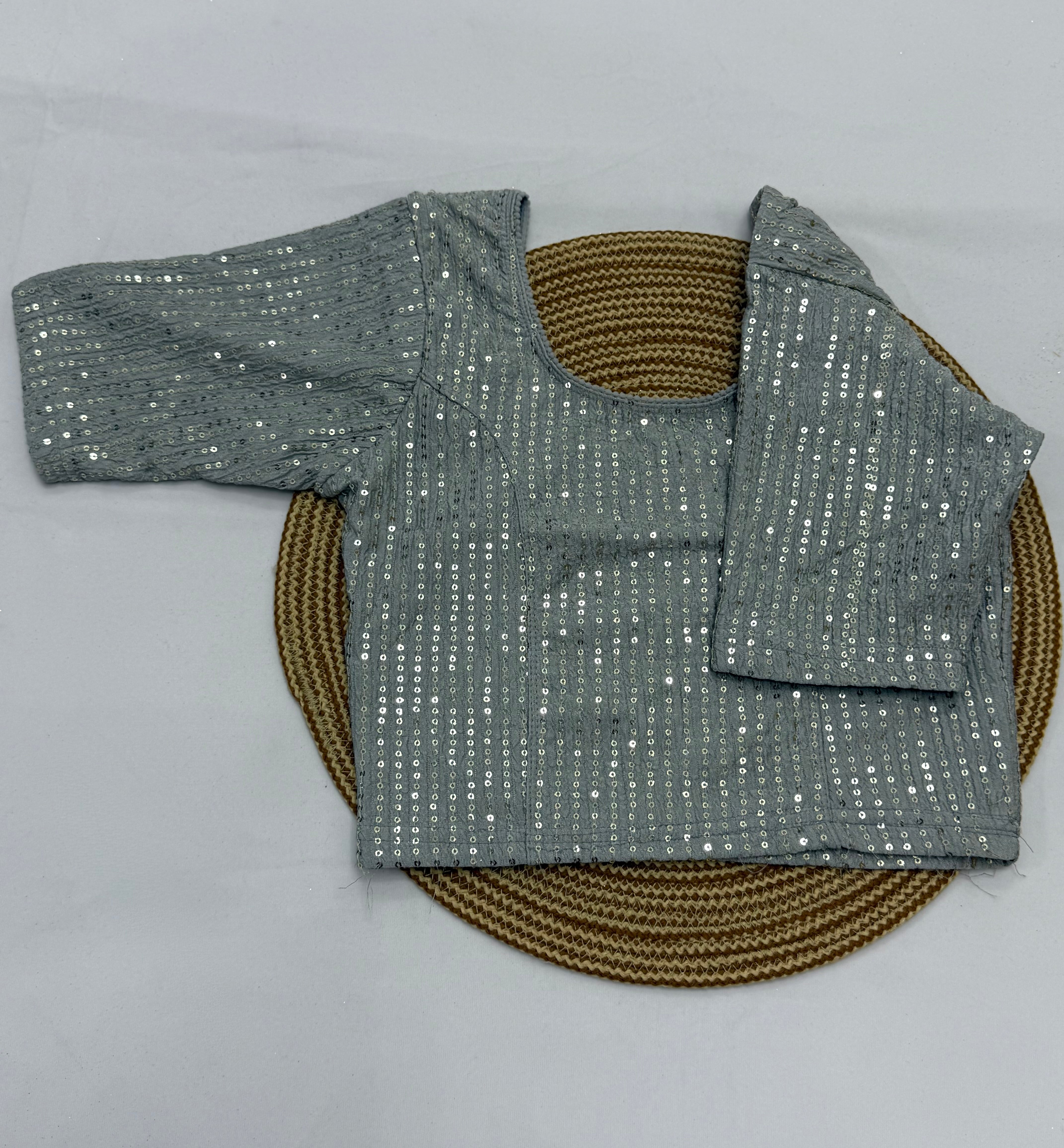 FANCY ELBOW SLEEVE STRETCHABLE BLOUSE
