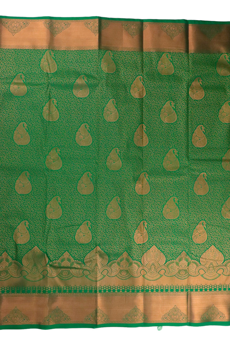 GREEN ART SILK SAREE WITH COPPER ZARI BORDER