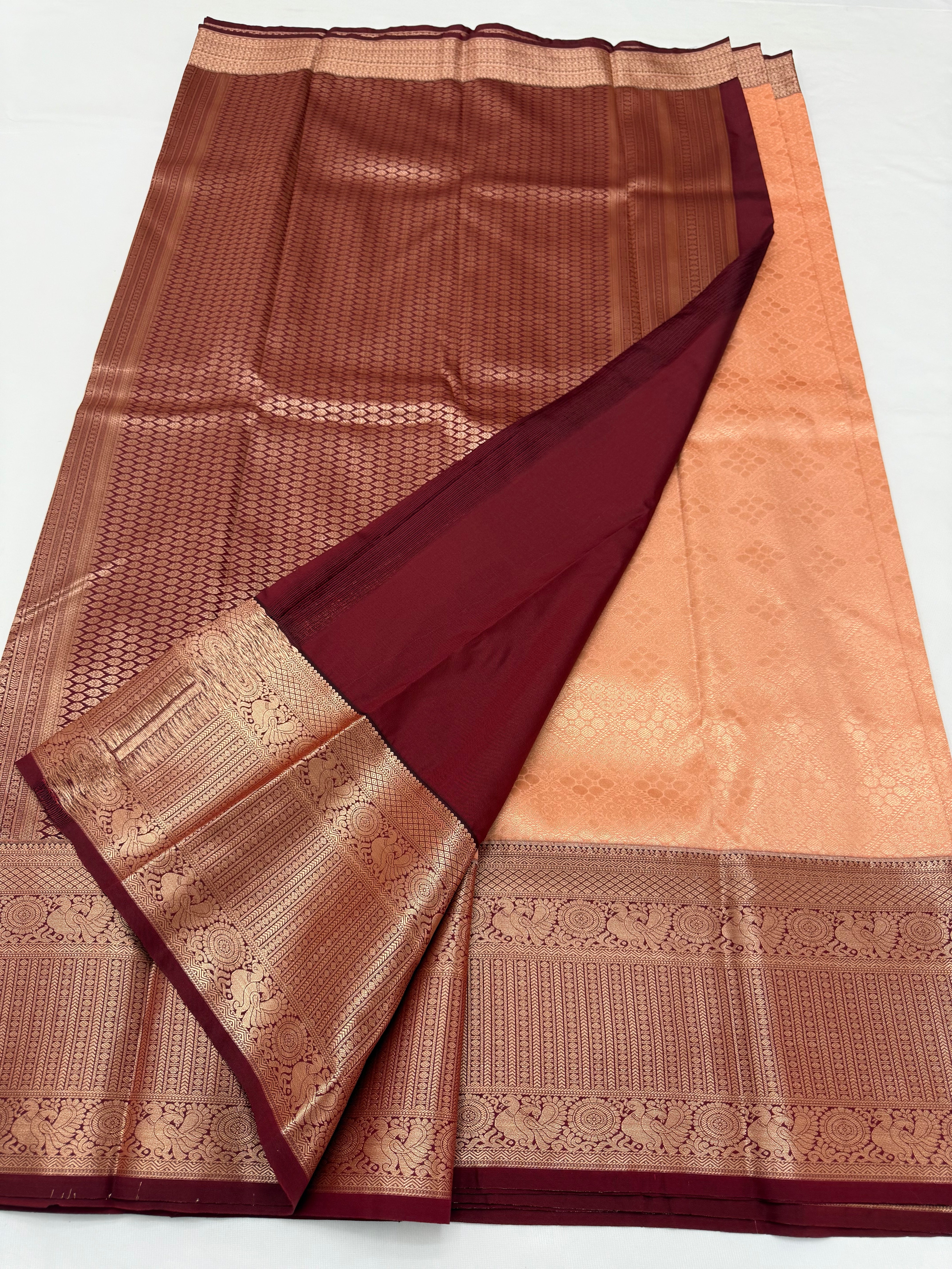 PREMIUM SEMI BROCADE SILK SAREE - SALMON