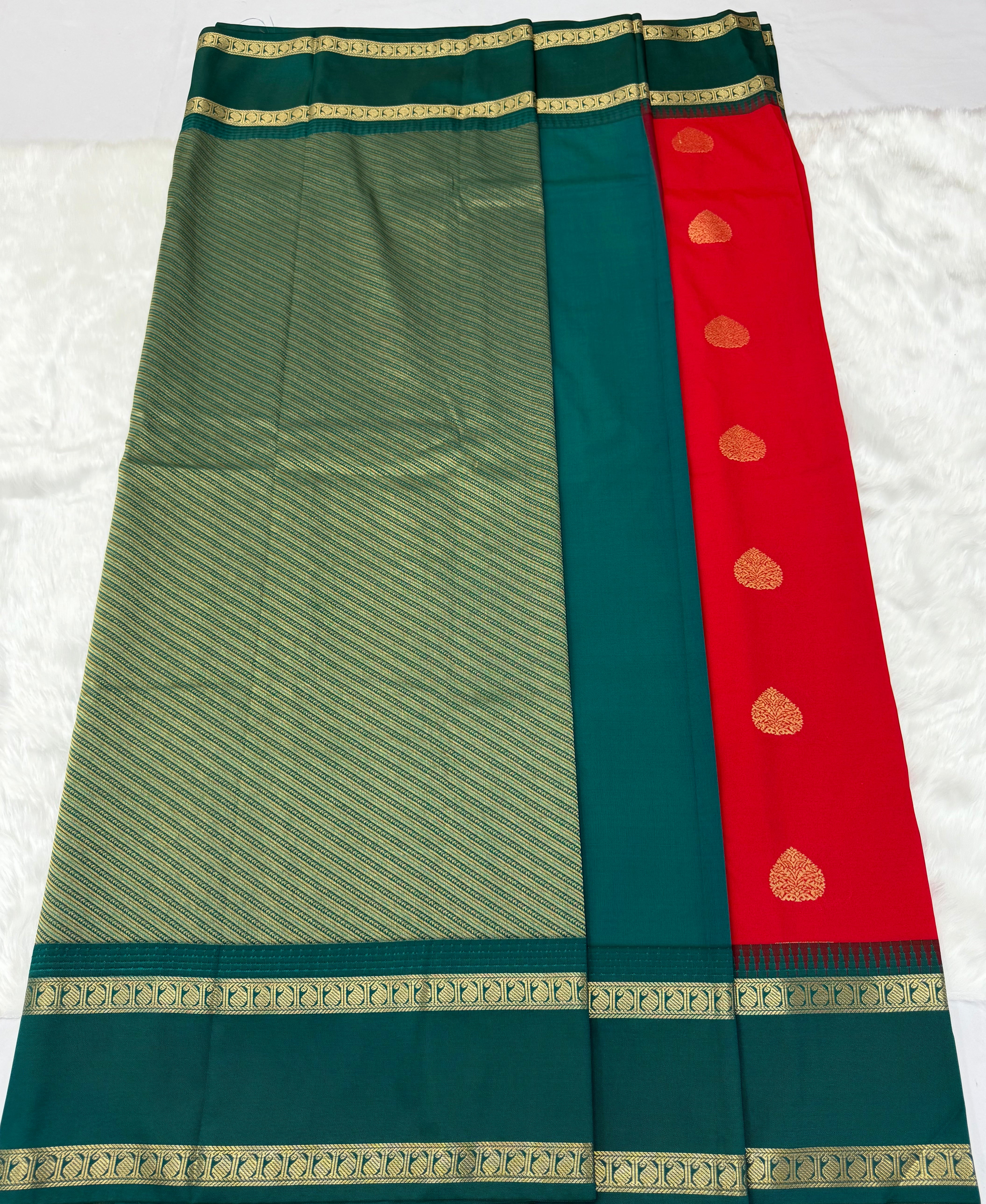 PREMIUM SEMI KANCHI SILK SAREE - LOVE RED