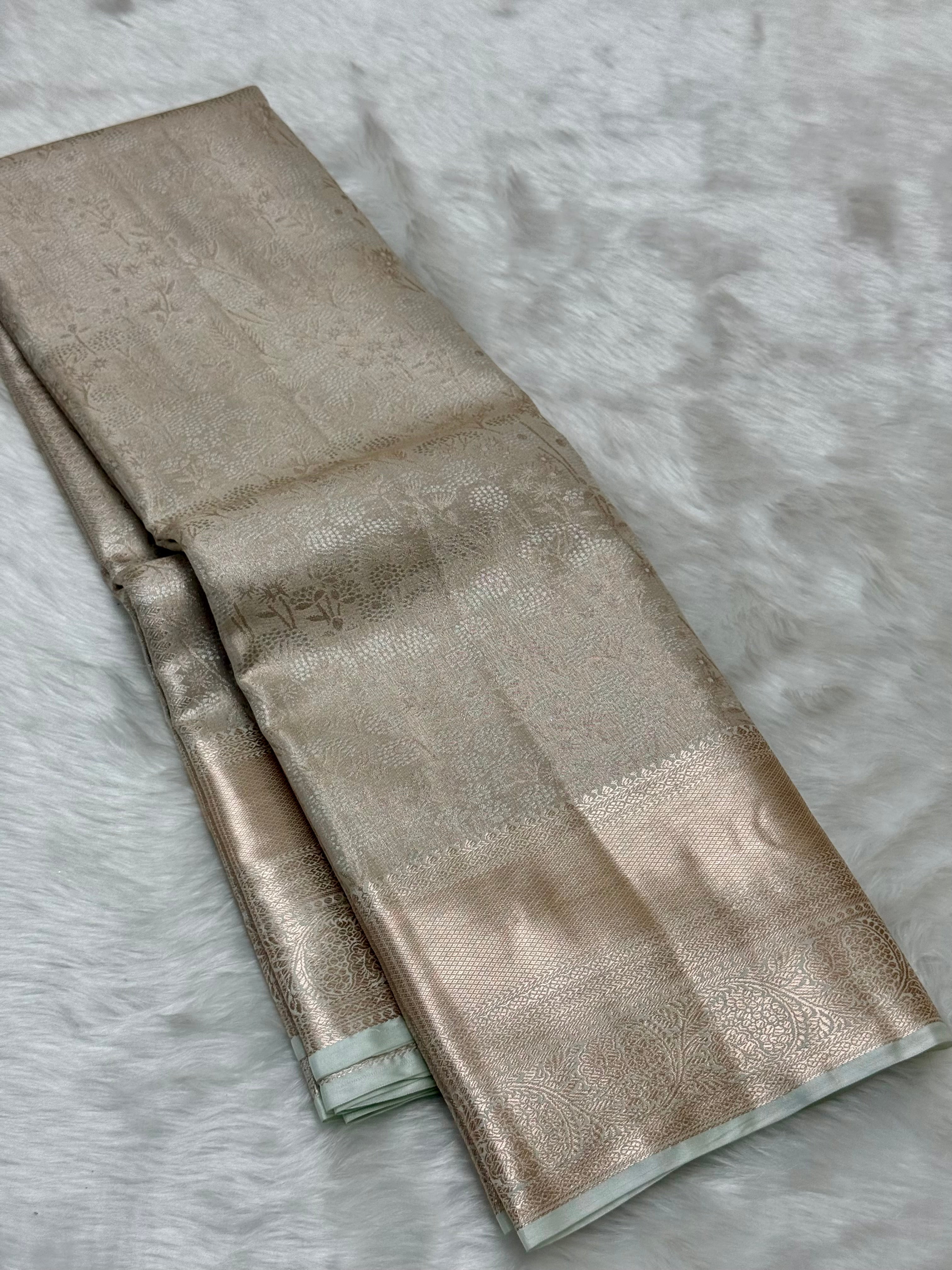 PREMIUM SEMI KANCHI TISSUE SILK SAREE - CREAM