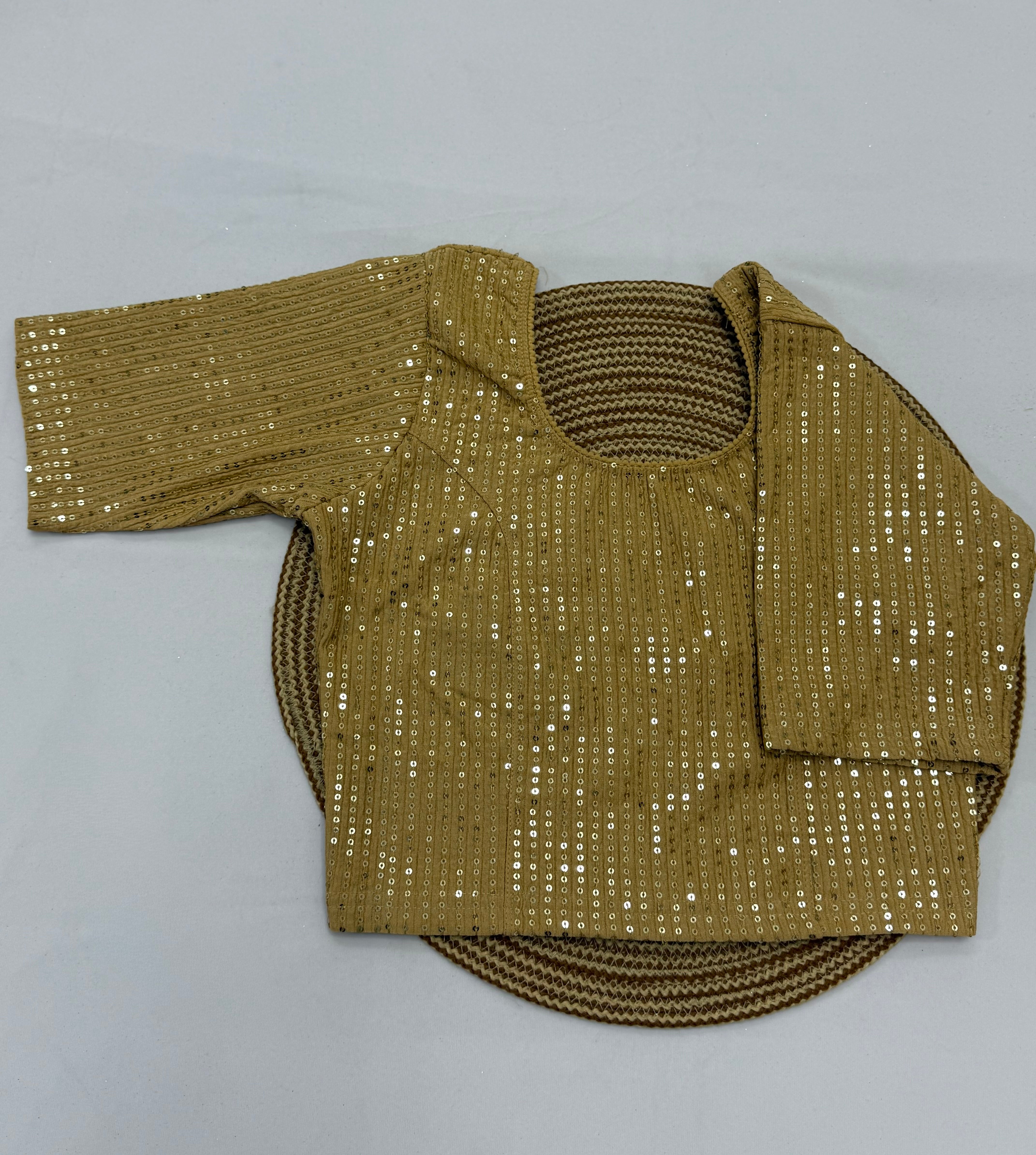 FANCY ELBOW SLEEVE STRETCHABLE BLOUSE