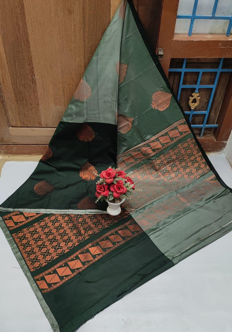 KANCHIPRAM SOFT SILK SAREES - GREEN