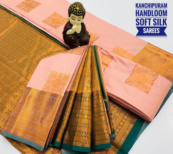 KANCHI HANDLOOM SOFT SILK SAREE - PASTEL PINK