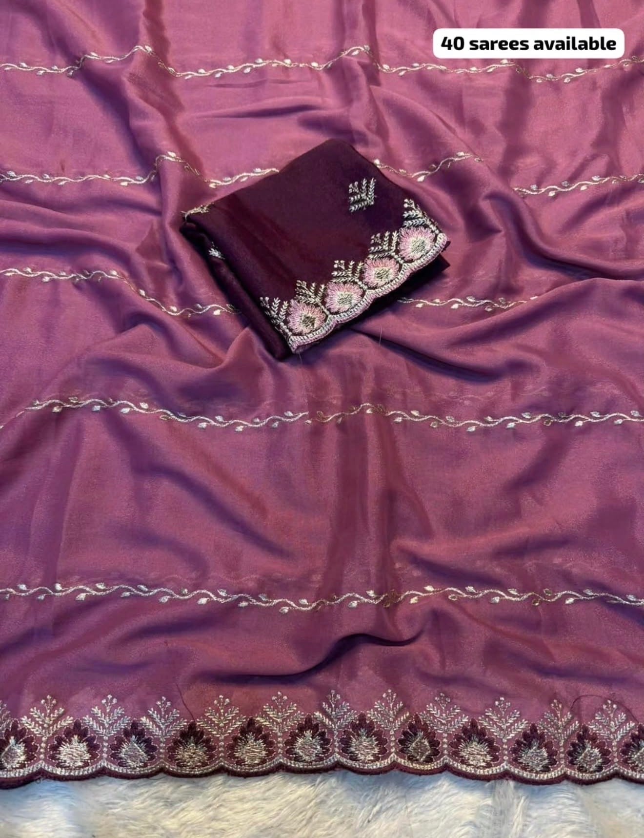 CHIFFON GEORGETTE DESIGNER SAREE - AUTUMN PURPLE