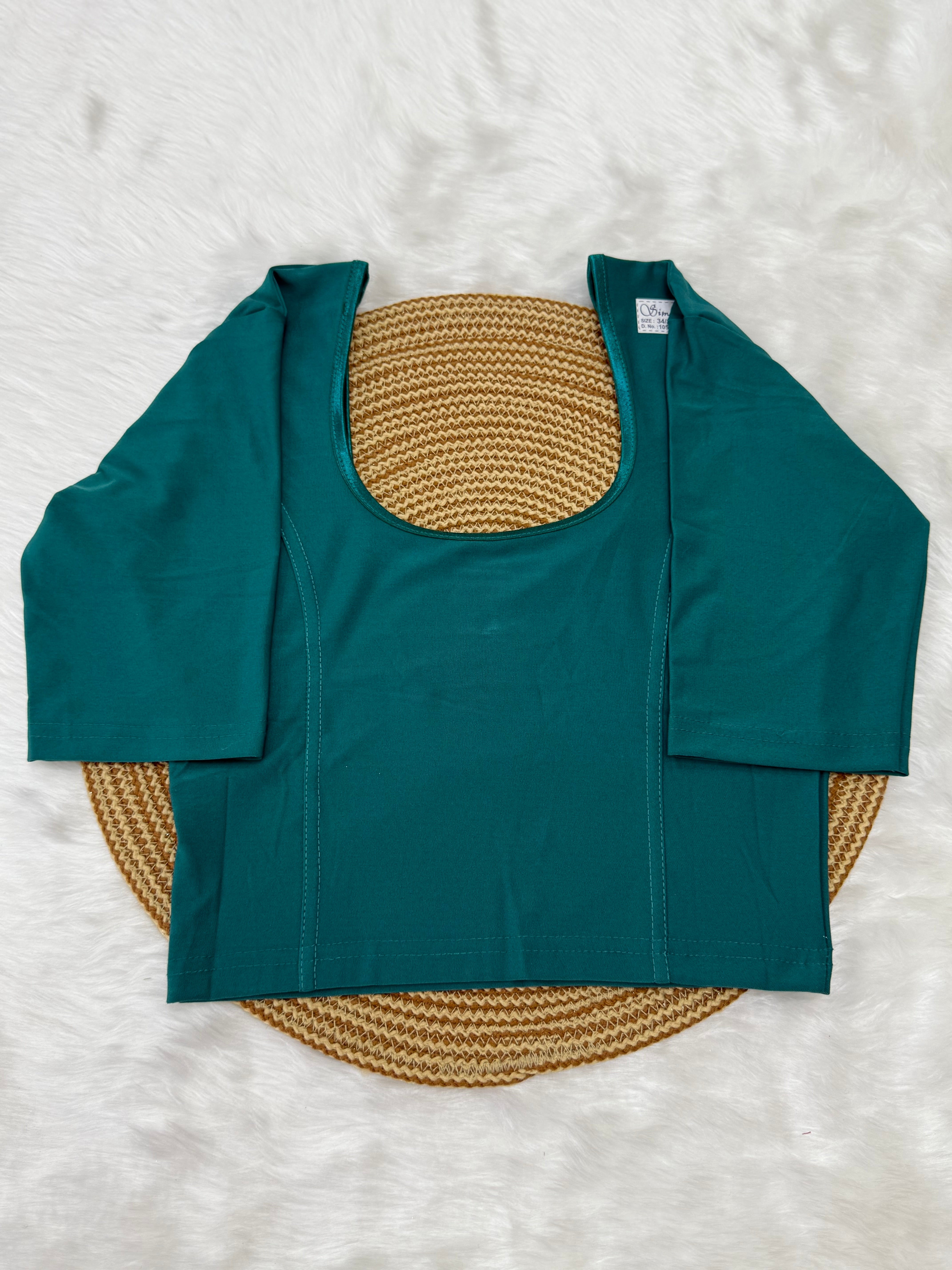 PLAIN ELBOW SLEEVE STRETCHABLE BLOUSE