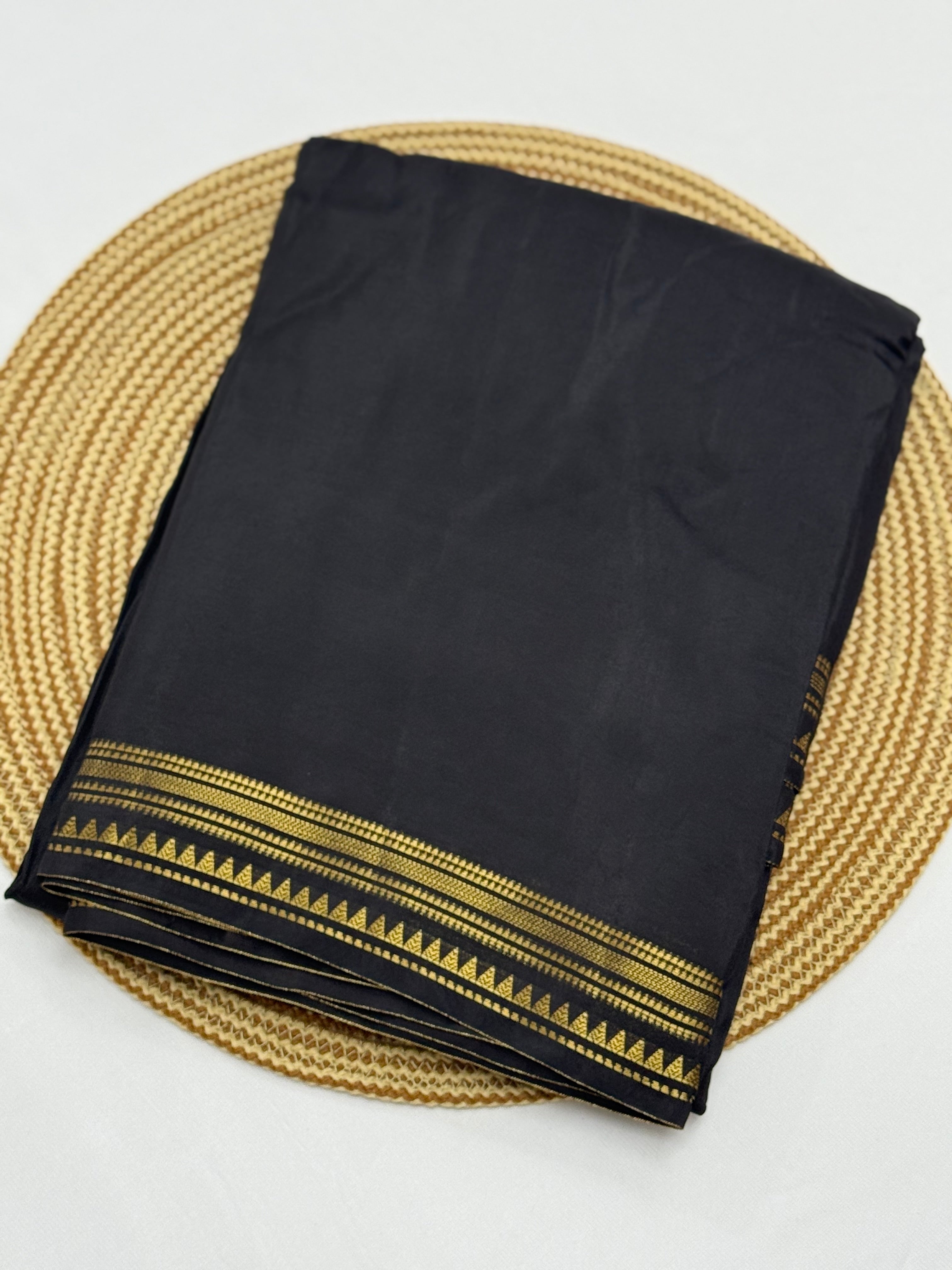 PREMIUM QUALITY CREPE SILK SAREE WITH TASSELS - BLACK