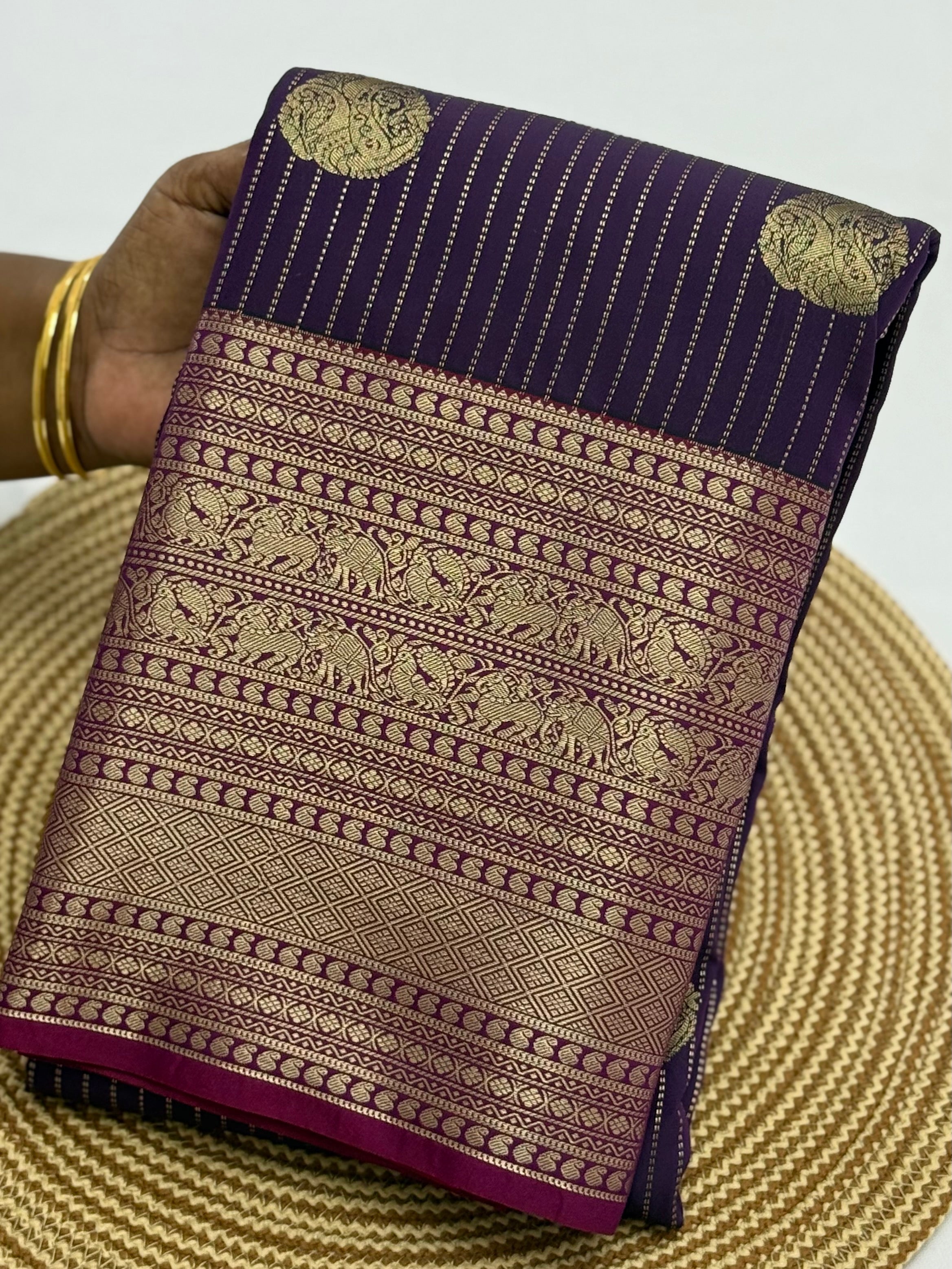 PREMIUM SEMI KANCHI SILK SAREE - PURPLE