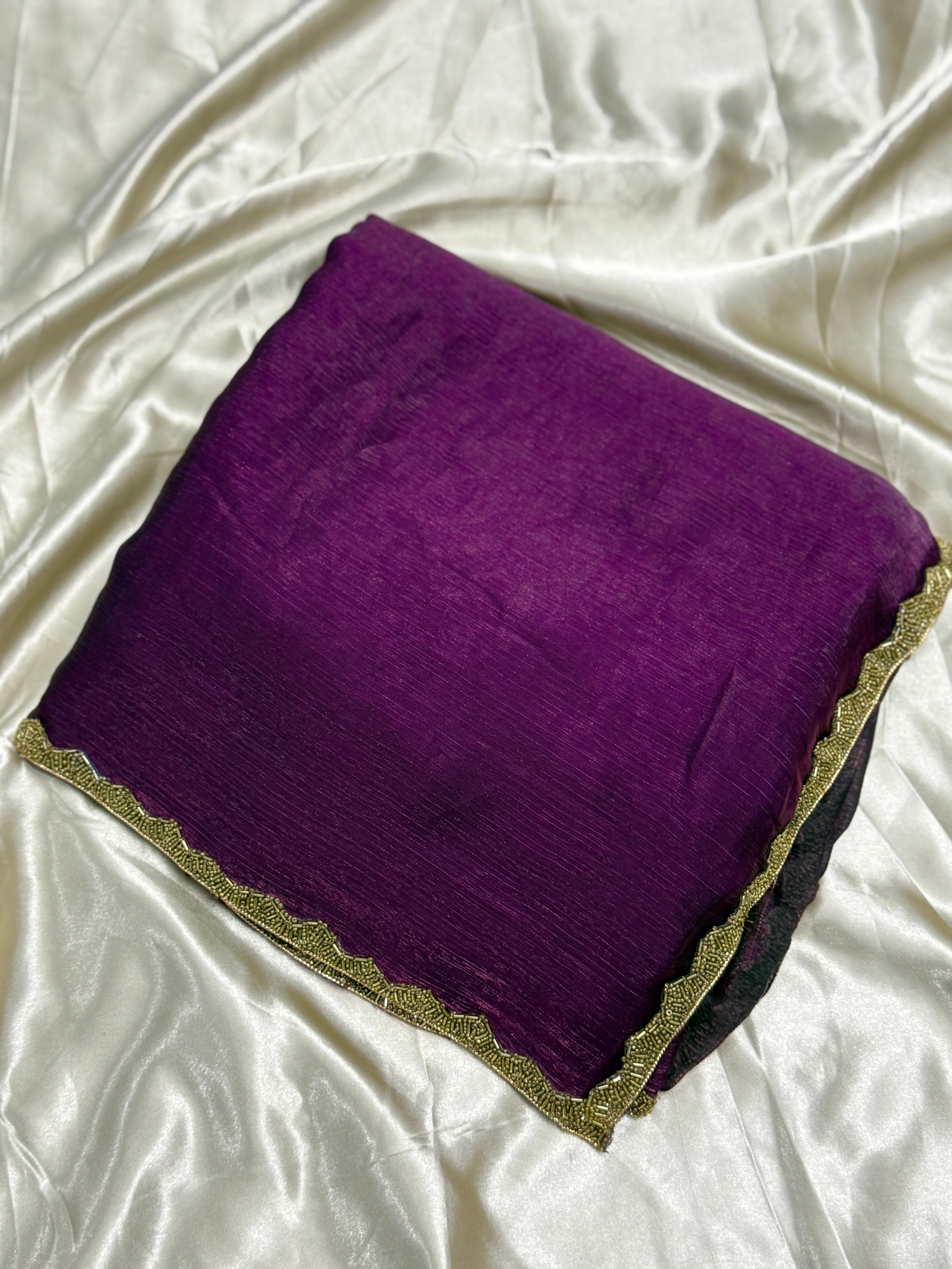 BEAUTIFUL SHIMMER FANCY SAREE - WINE