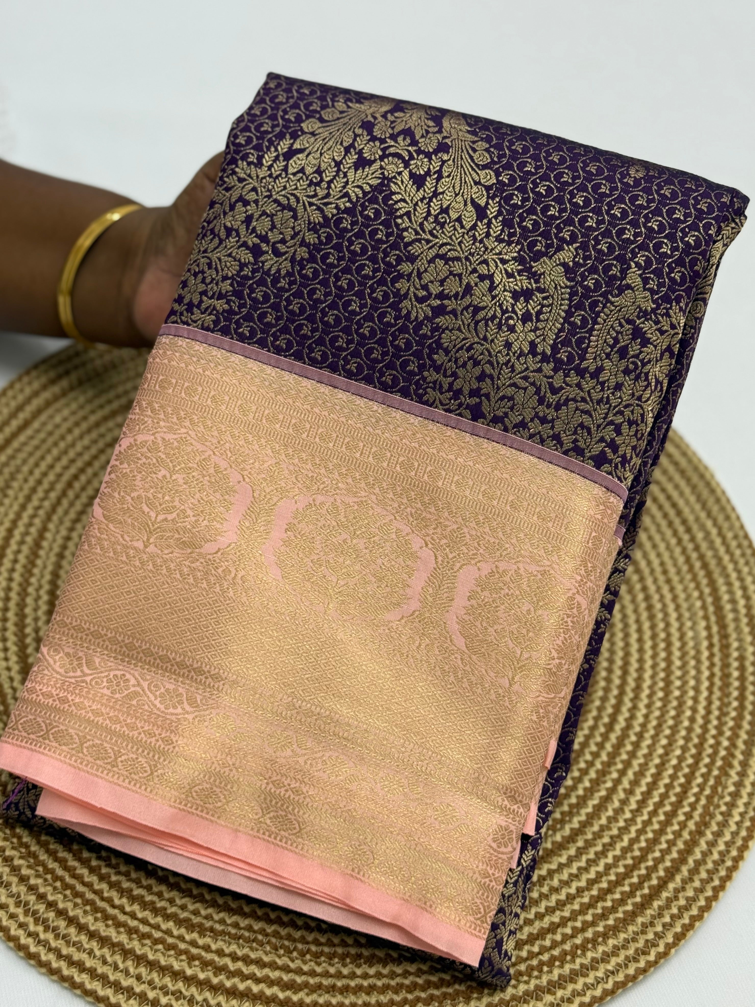 PREMIUM SEMI KANCHI SILK SAREE - PURPLE