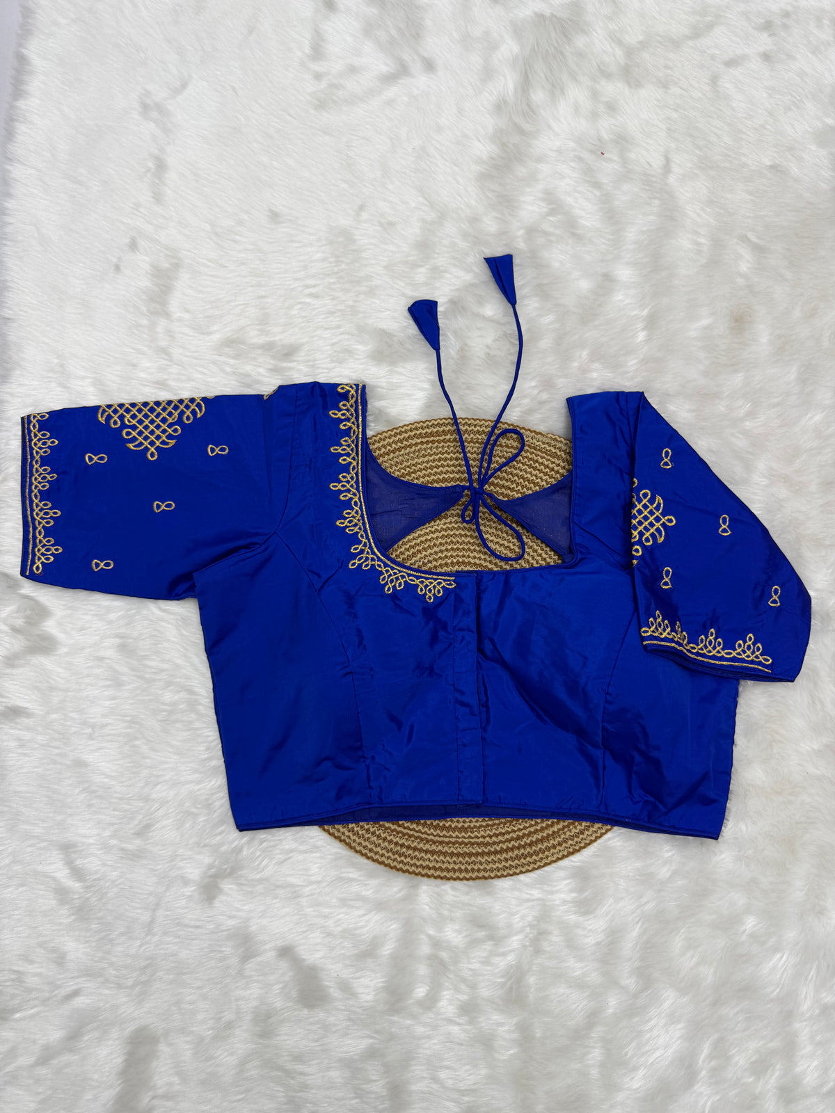 BRIDAL AARI WORK READY TO WEAR SAREE BLOUSE - ROYAL BLUE