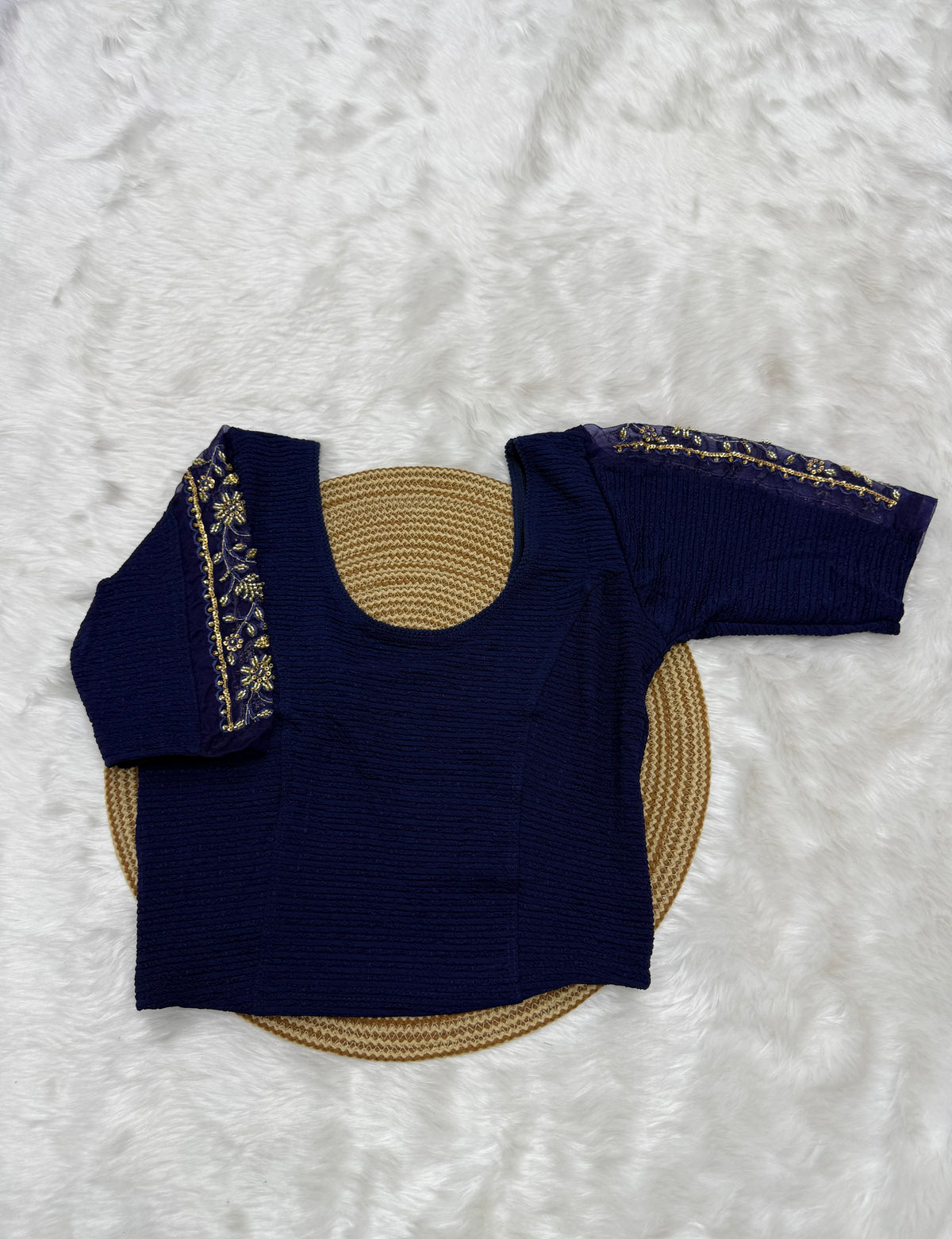 DESIGNER STRETCHABLE BLOUSE - NAVY BLUE