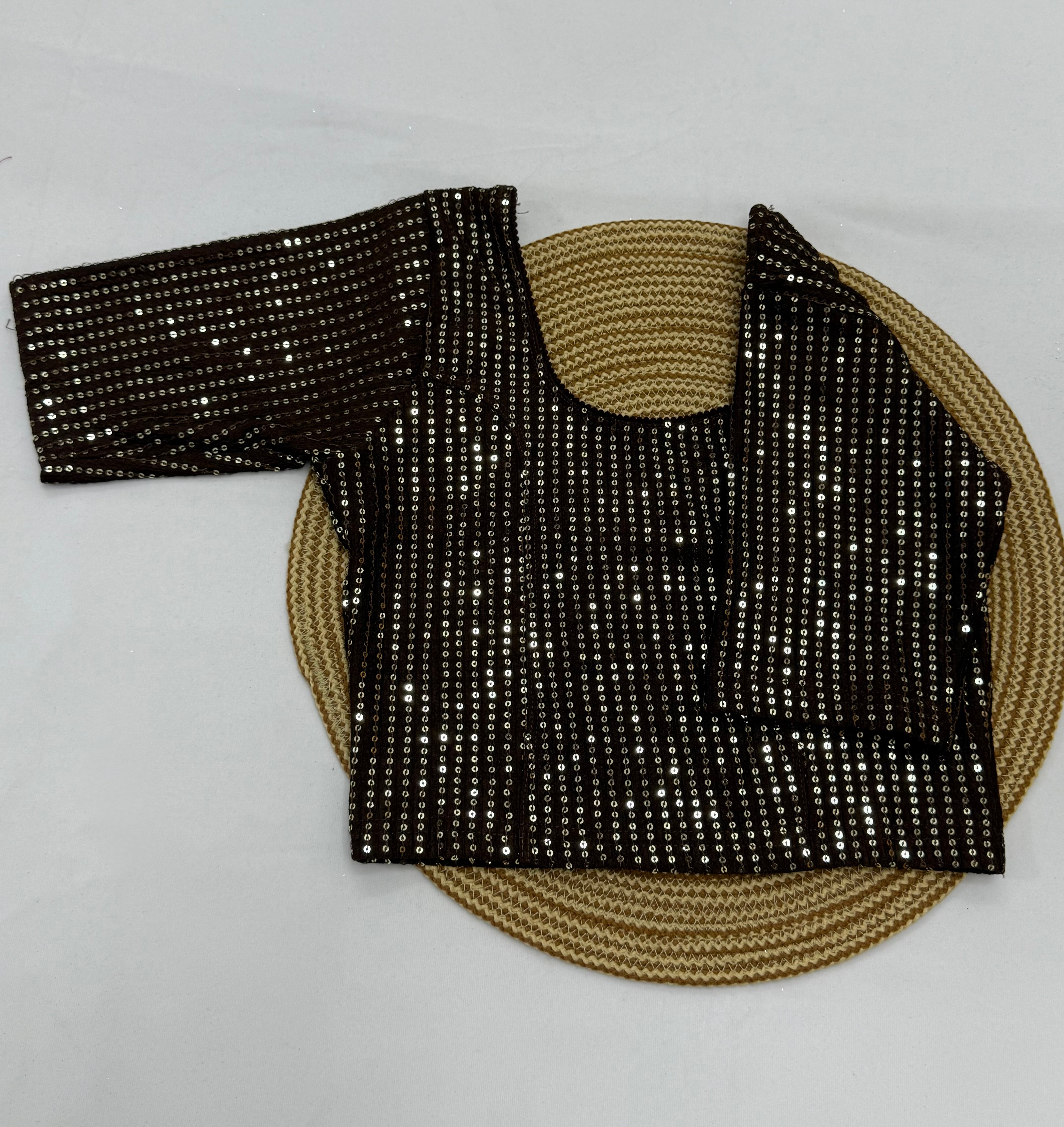 FANCY ELBOW SLEEVE STRETCHABLE BLOUSE