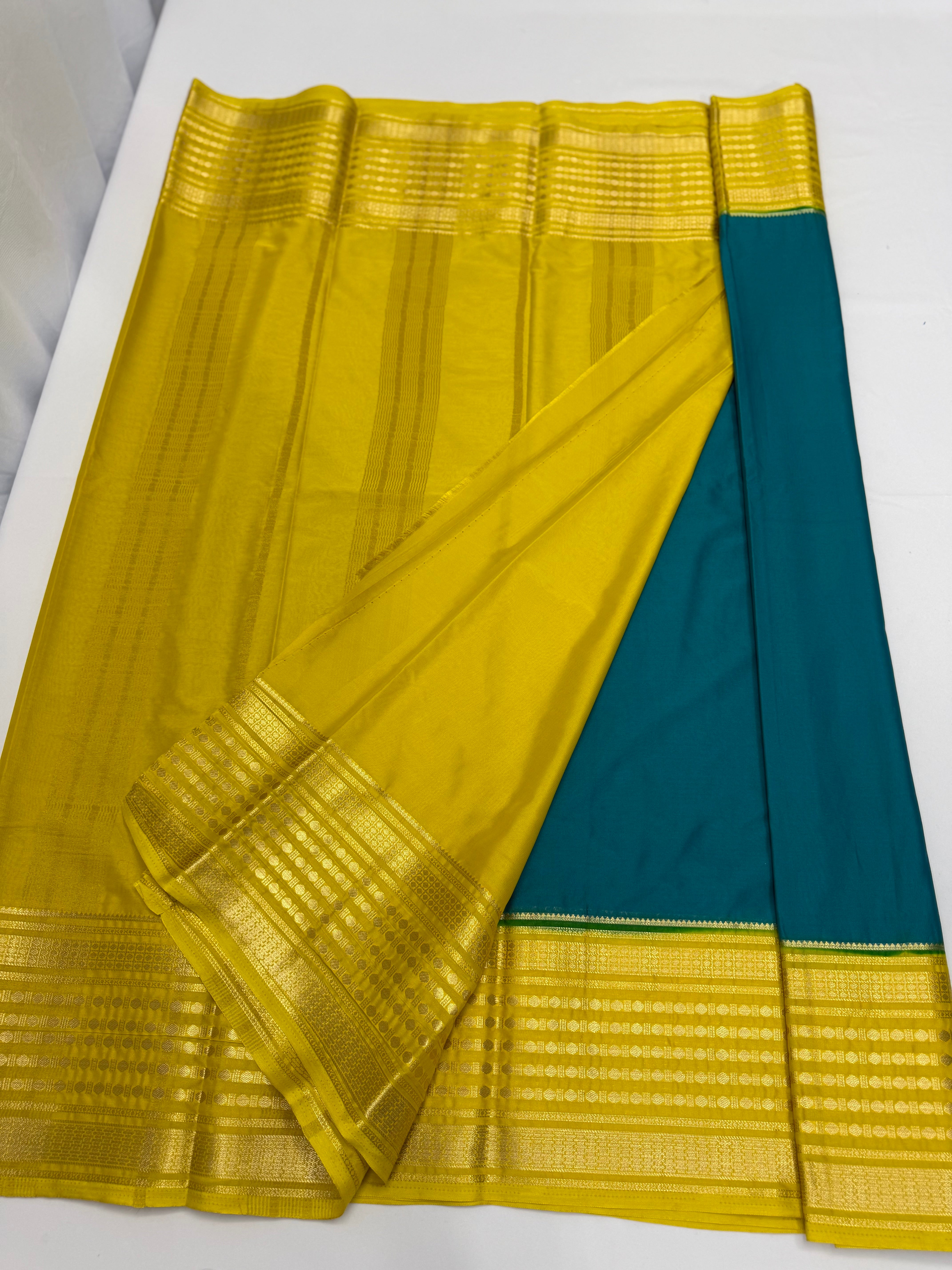 PREMIUM SEMI CREPE SILK SAREE - TEAL GREEN