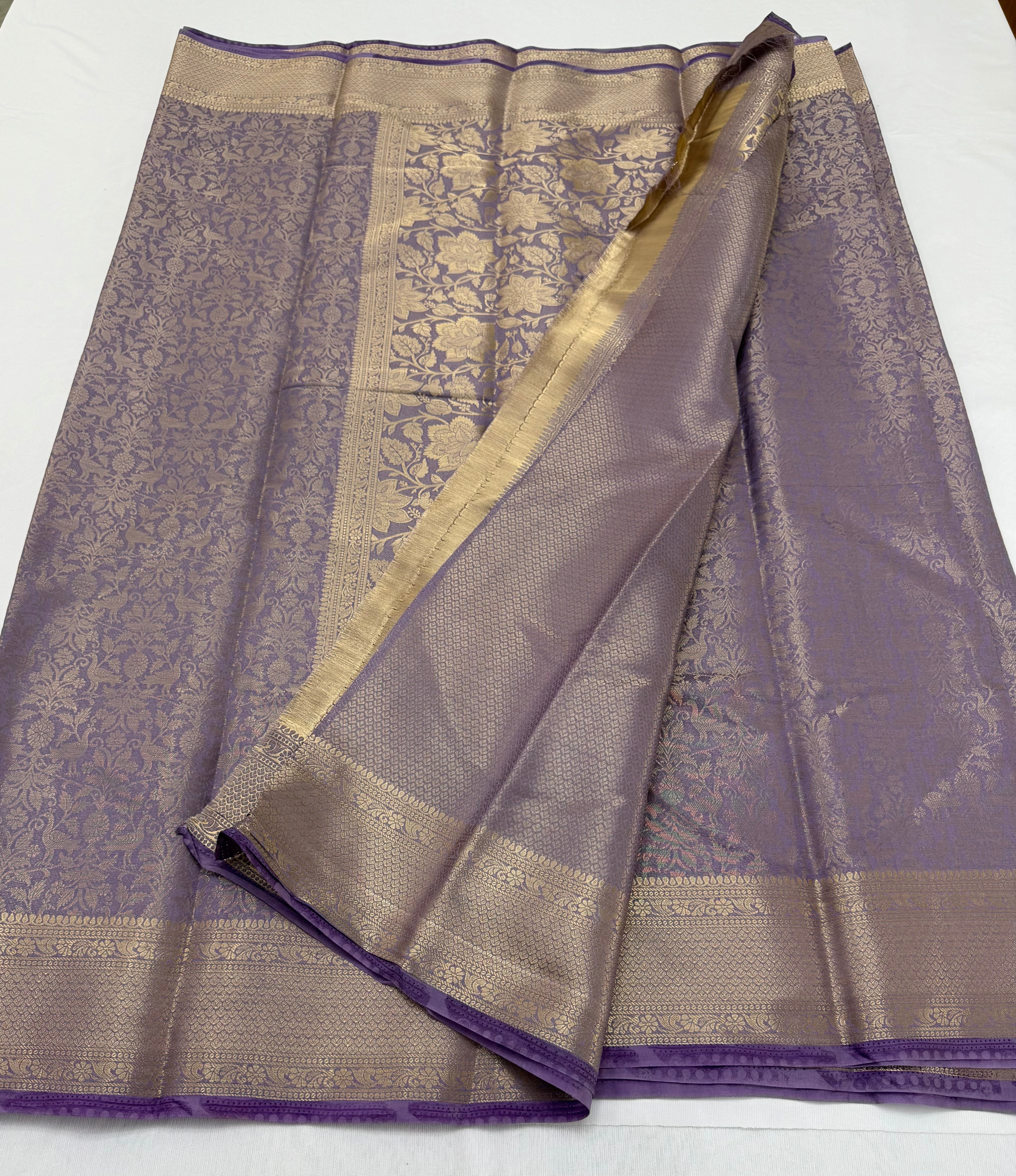 BEAUTIFUL SEMI BROCADE CREPE SILK SAREE - LAVENDER