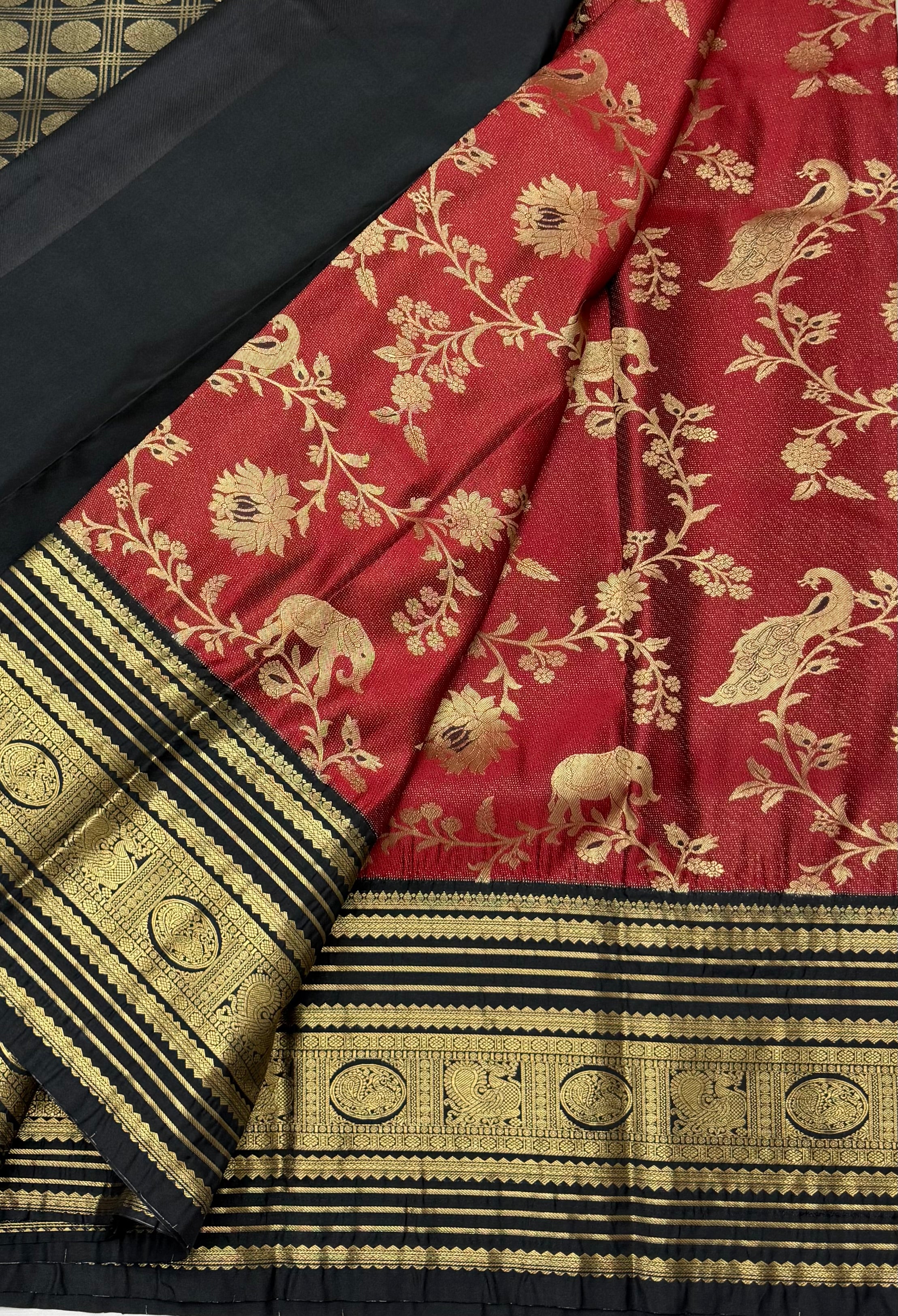 PREMIUM SEMI BROCADE SILK SAREE - DEEP WINE RED
