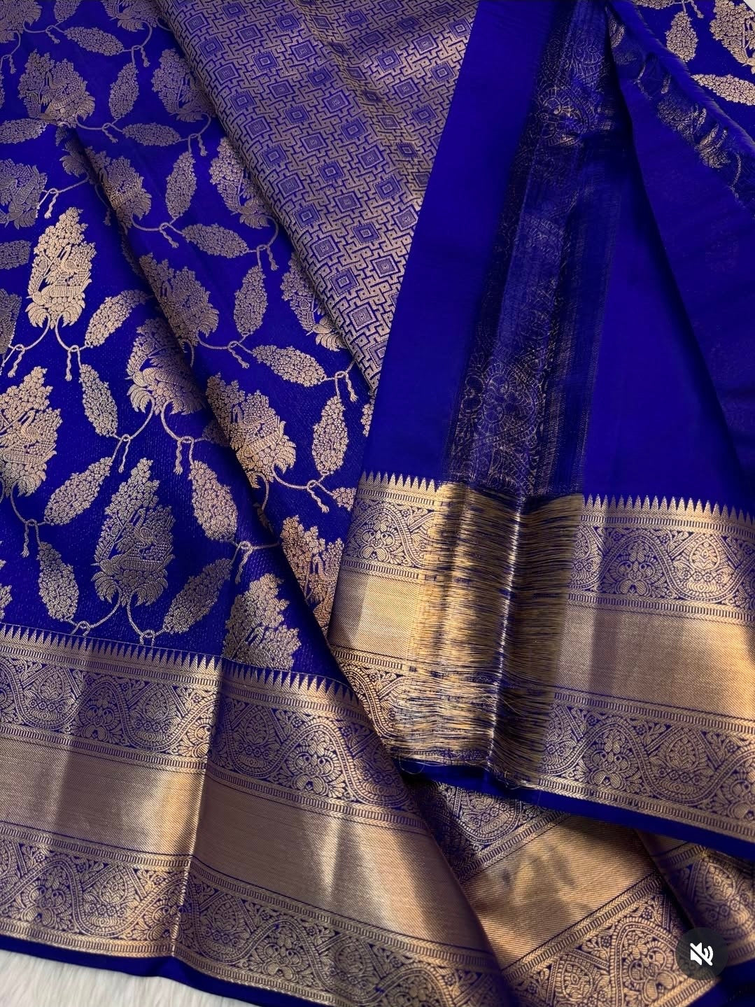 KANCHIPURAM PURE SILK SAREE | SILKMARK® CERTIFIED - ELECTRIC BLUE