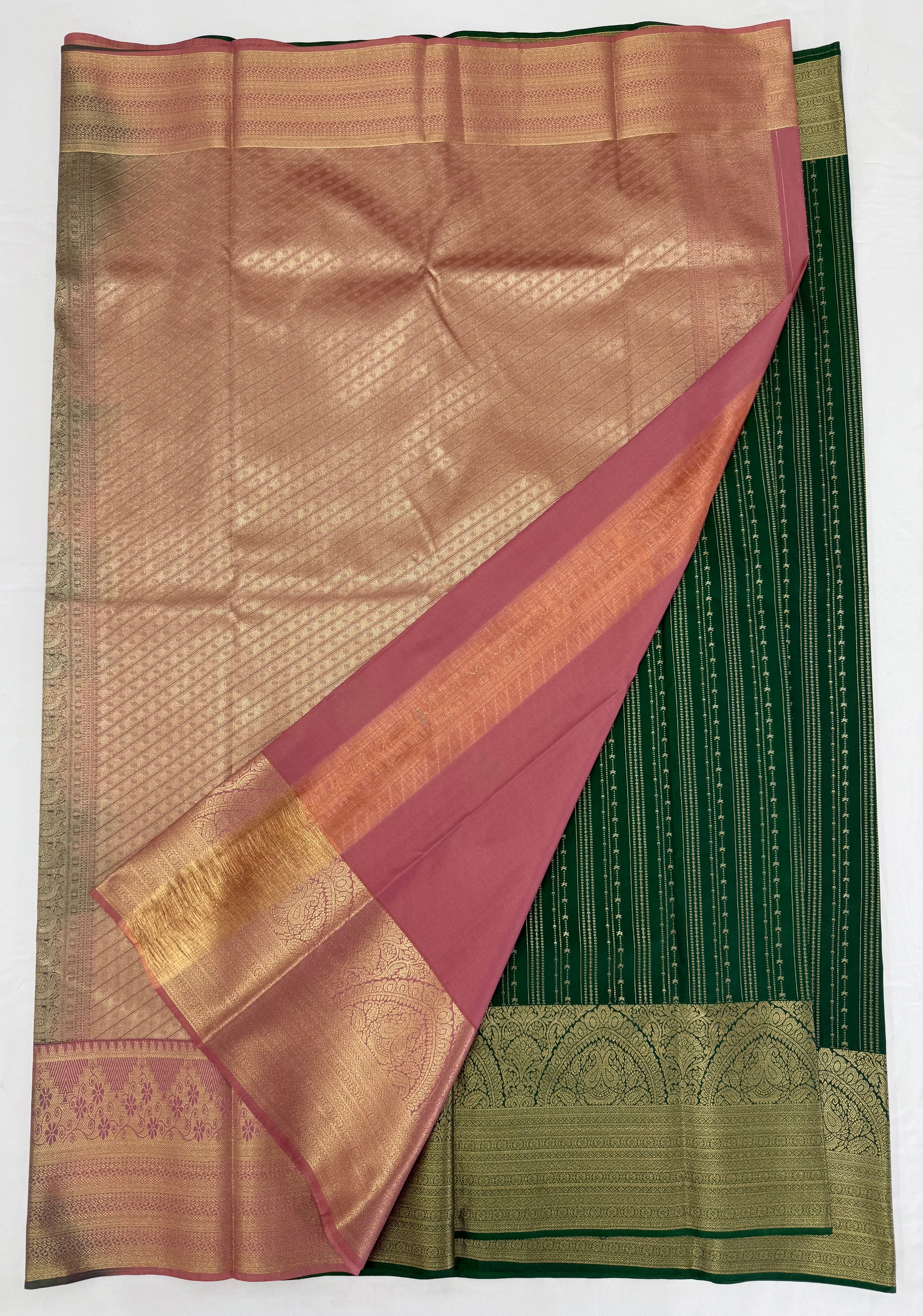 PREMIUM SEMI KANCHI SILK SAREE - EMERALD