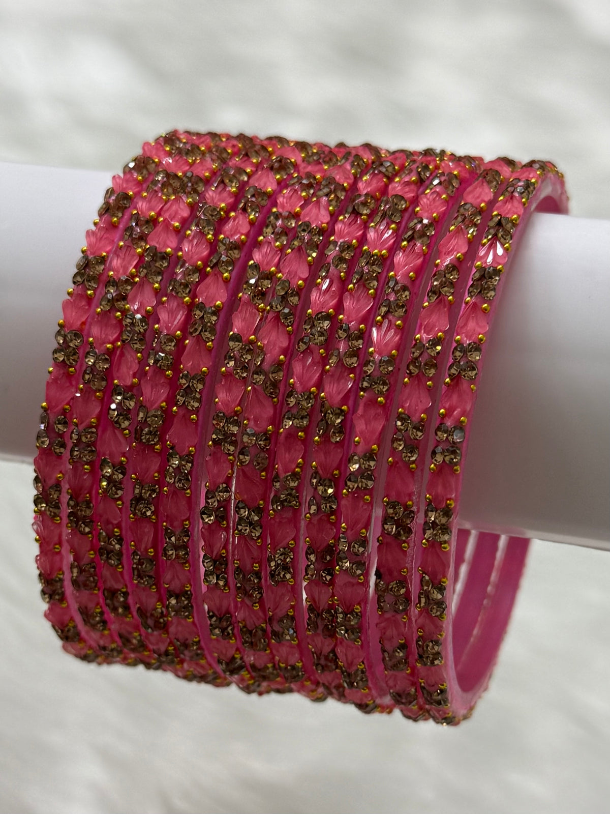 PREMIUM STONE STUDDED GLASS BANGLES PACK OF 12