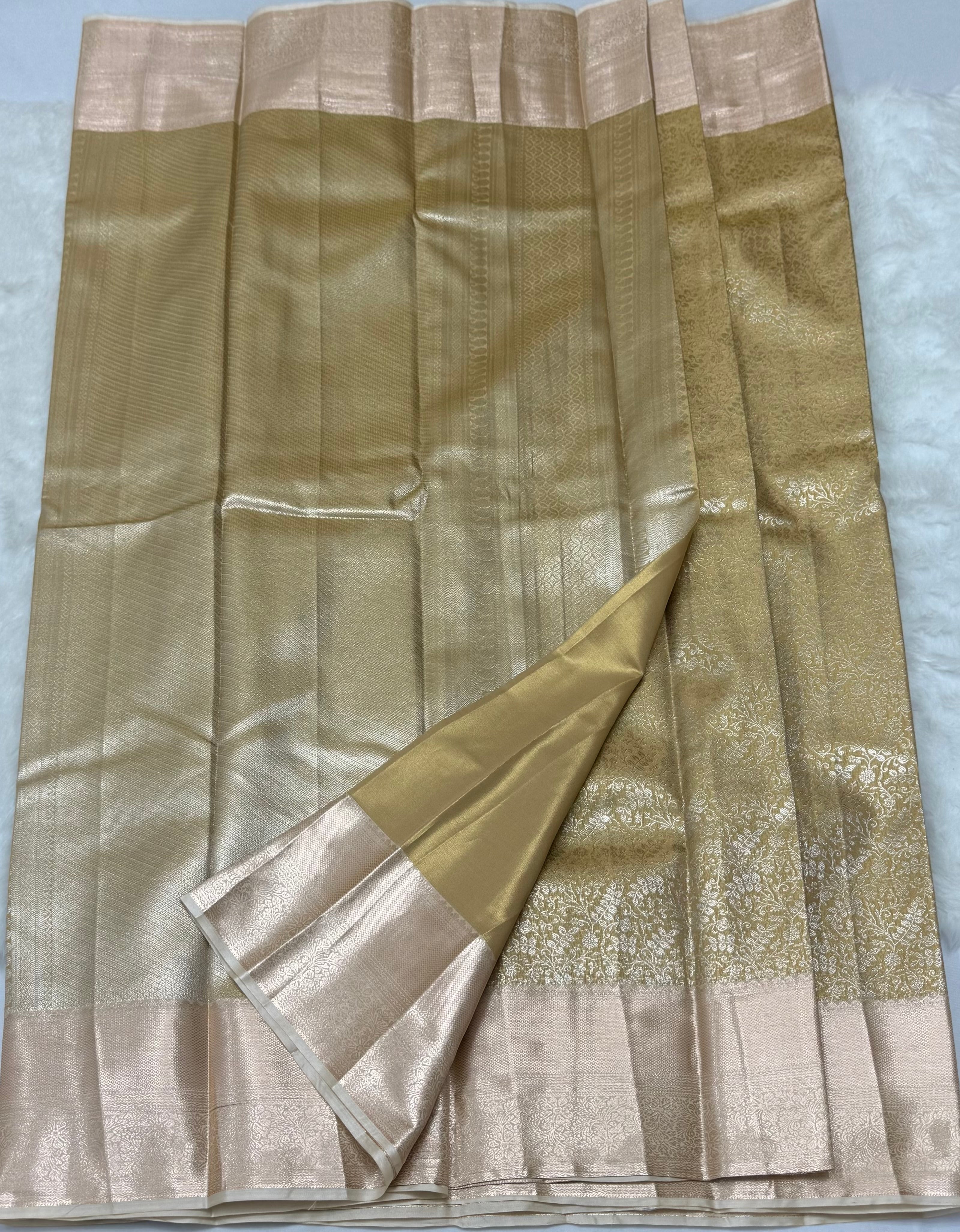 PREMIUM SEMI KANCHI TISSUE SILK SAREE - (GOLD,SILVER)