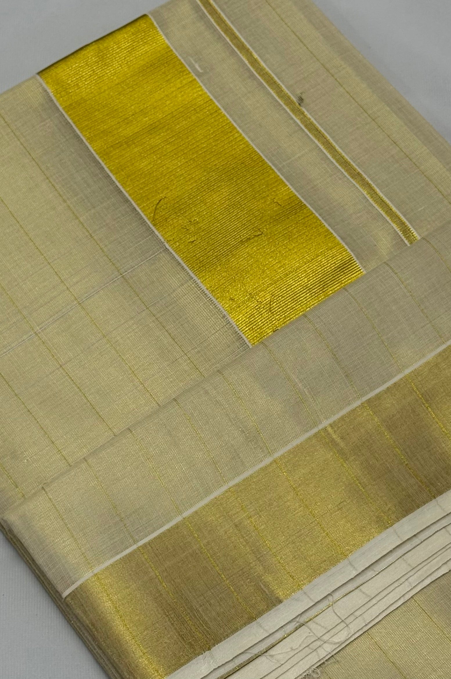 TRADITIONALSTRIPES KASAVU TISSUE SAREE - (CREAM,GOLD)