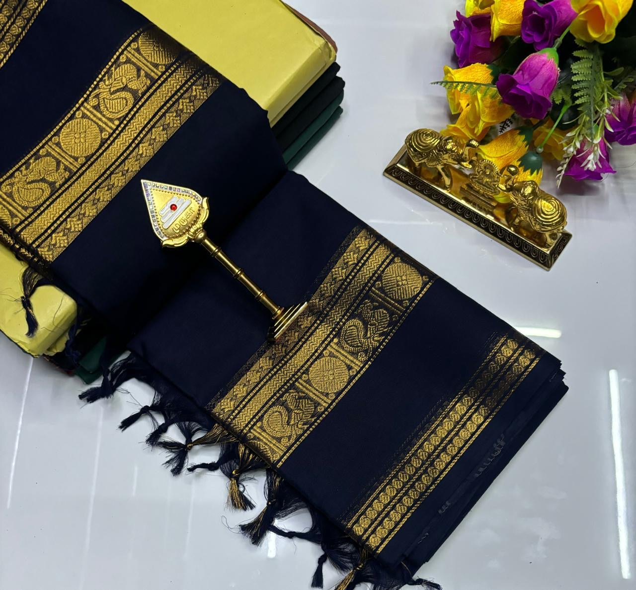 PURE KANCHI COTTON SAREES - BLUE