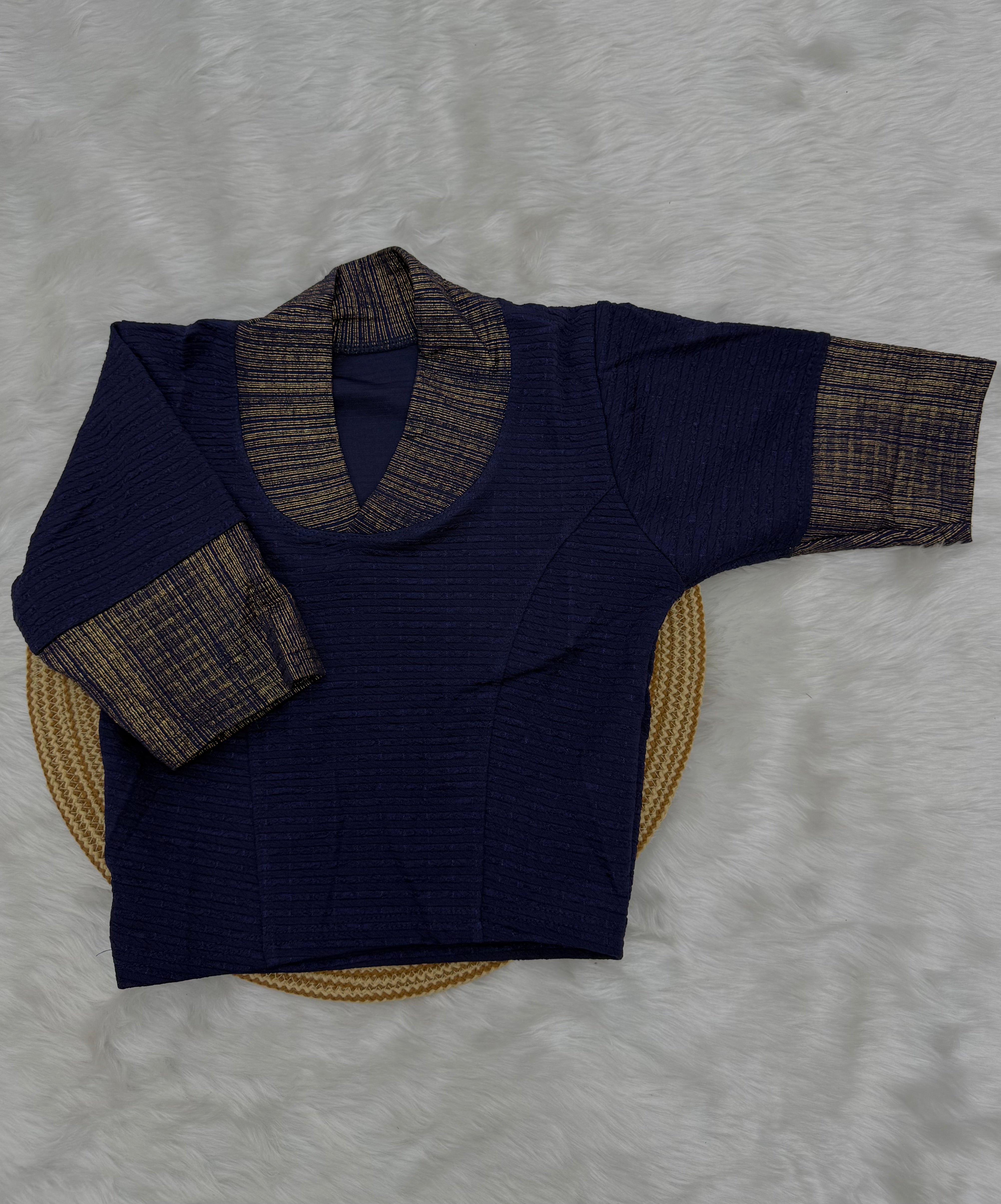 DESIGNER STRETCHABLE BLOUSE - NAVY BLUE