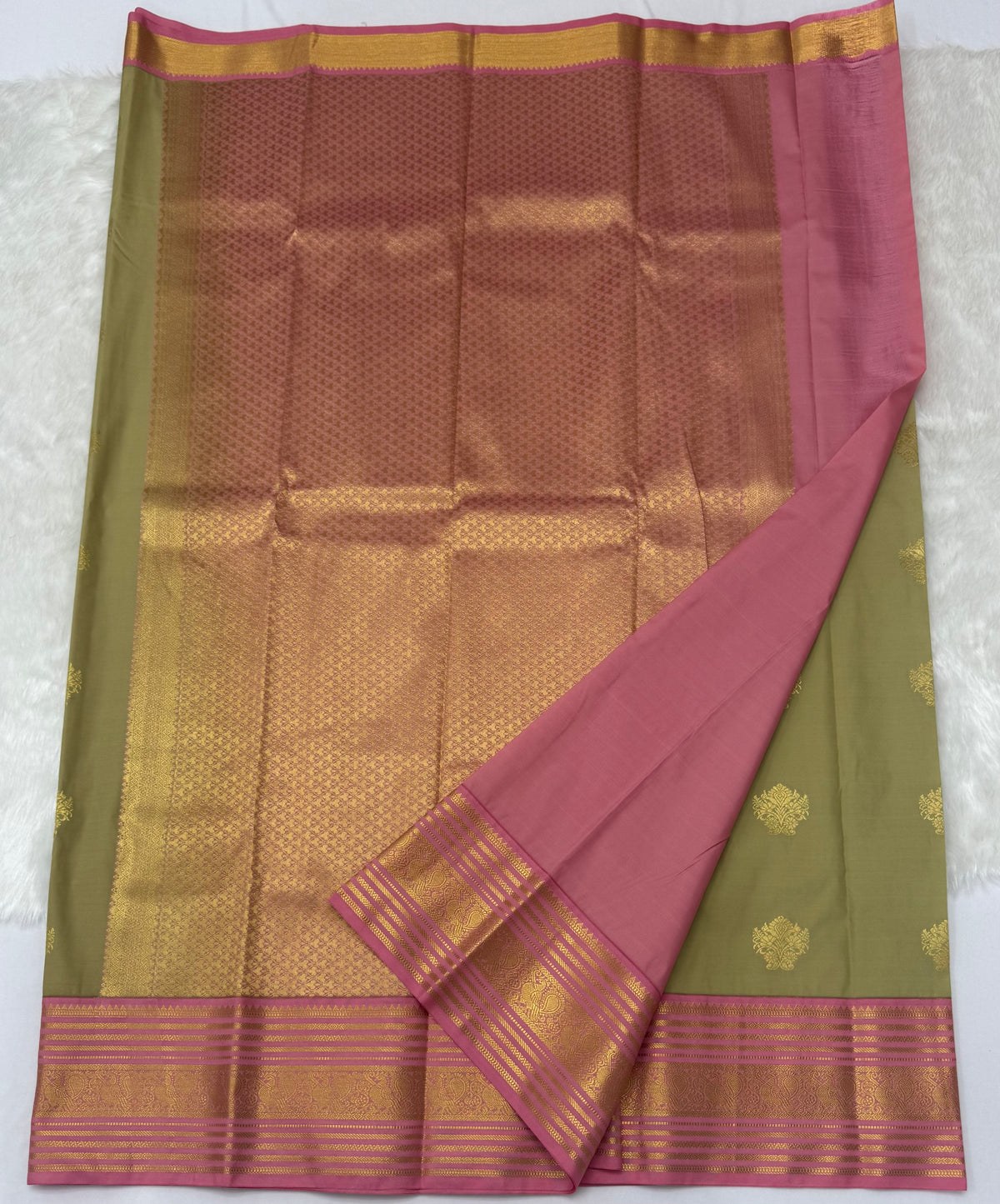 PREMIUM SEMI KANCHI SILK SAREE - PASTEL GREEN