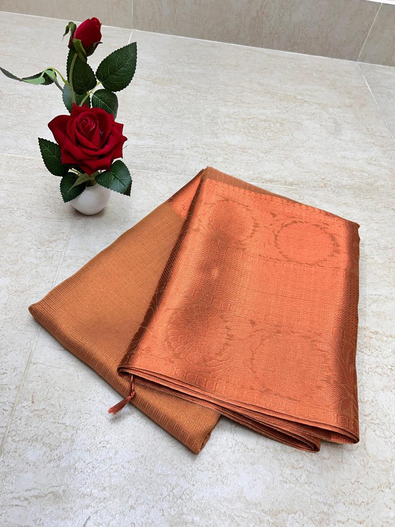 FANCY BANARASI TISSUE SILK SAREES - COPPER