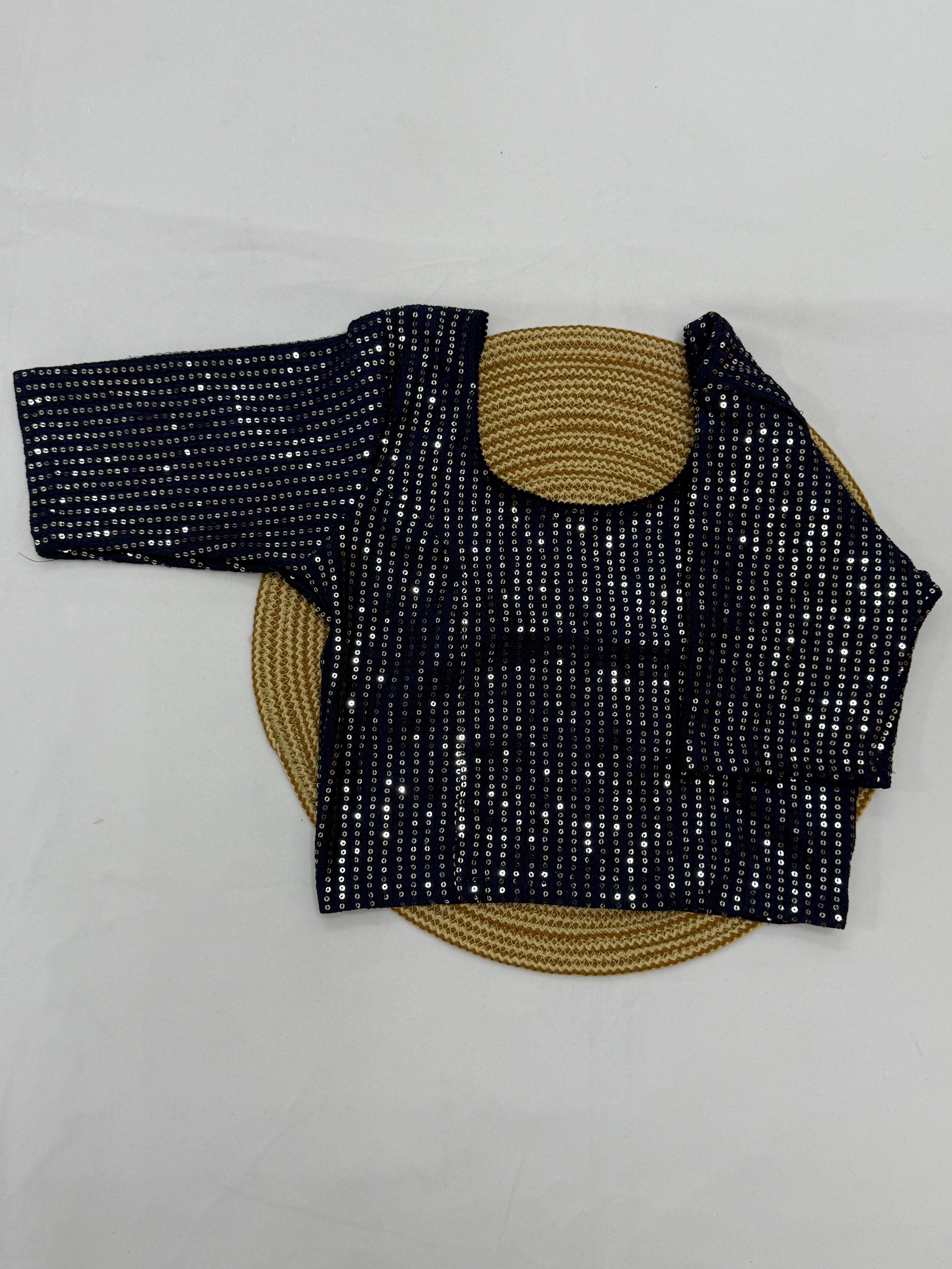FANCY ELBOW SLEEVE STRETCHABLE BLOUSE