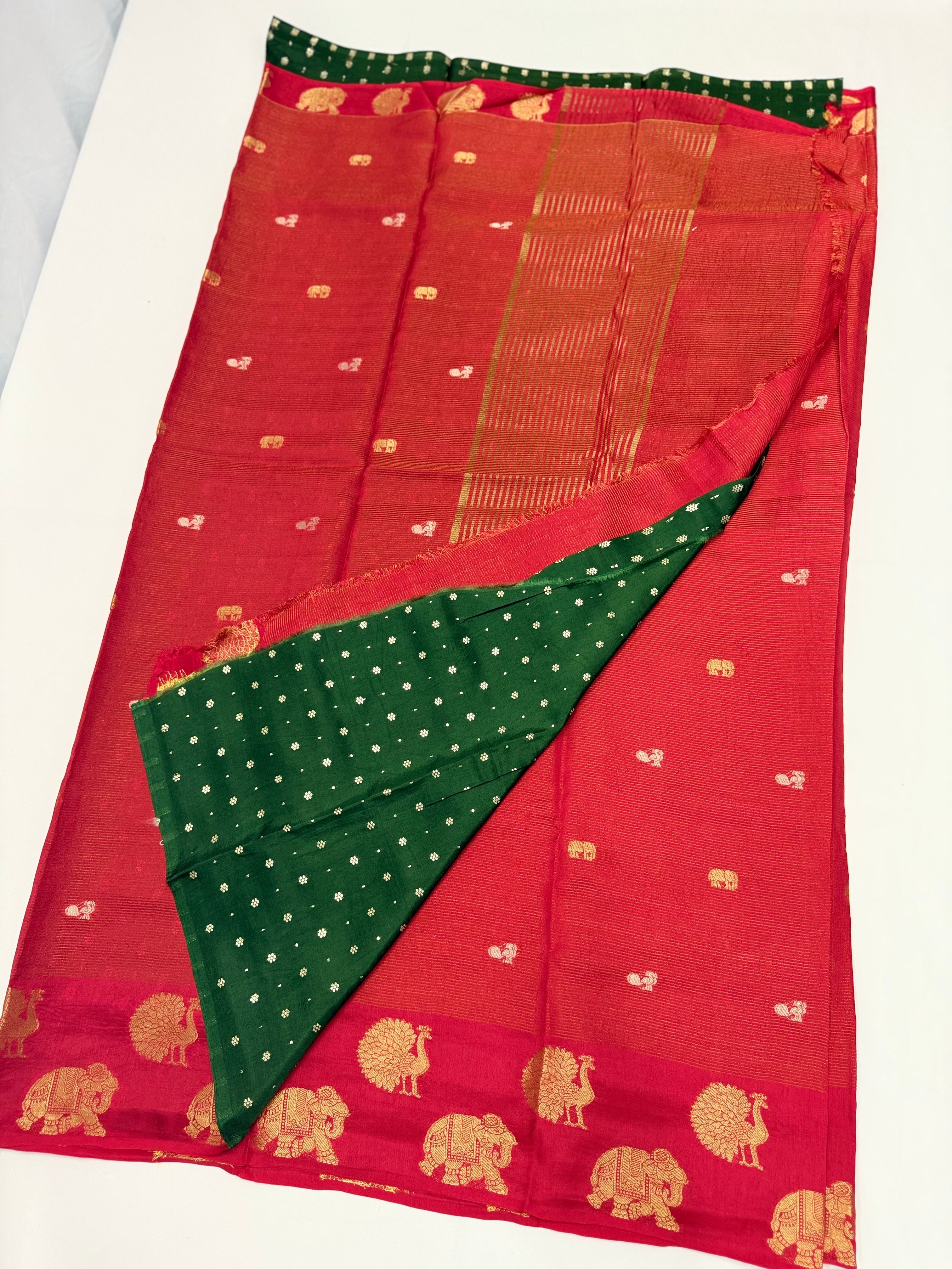 SEMI KANCHI SOFT SILK SAREE - RED