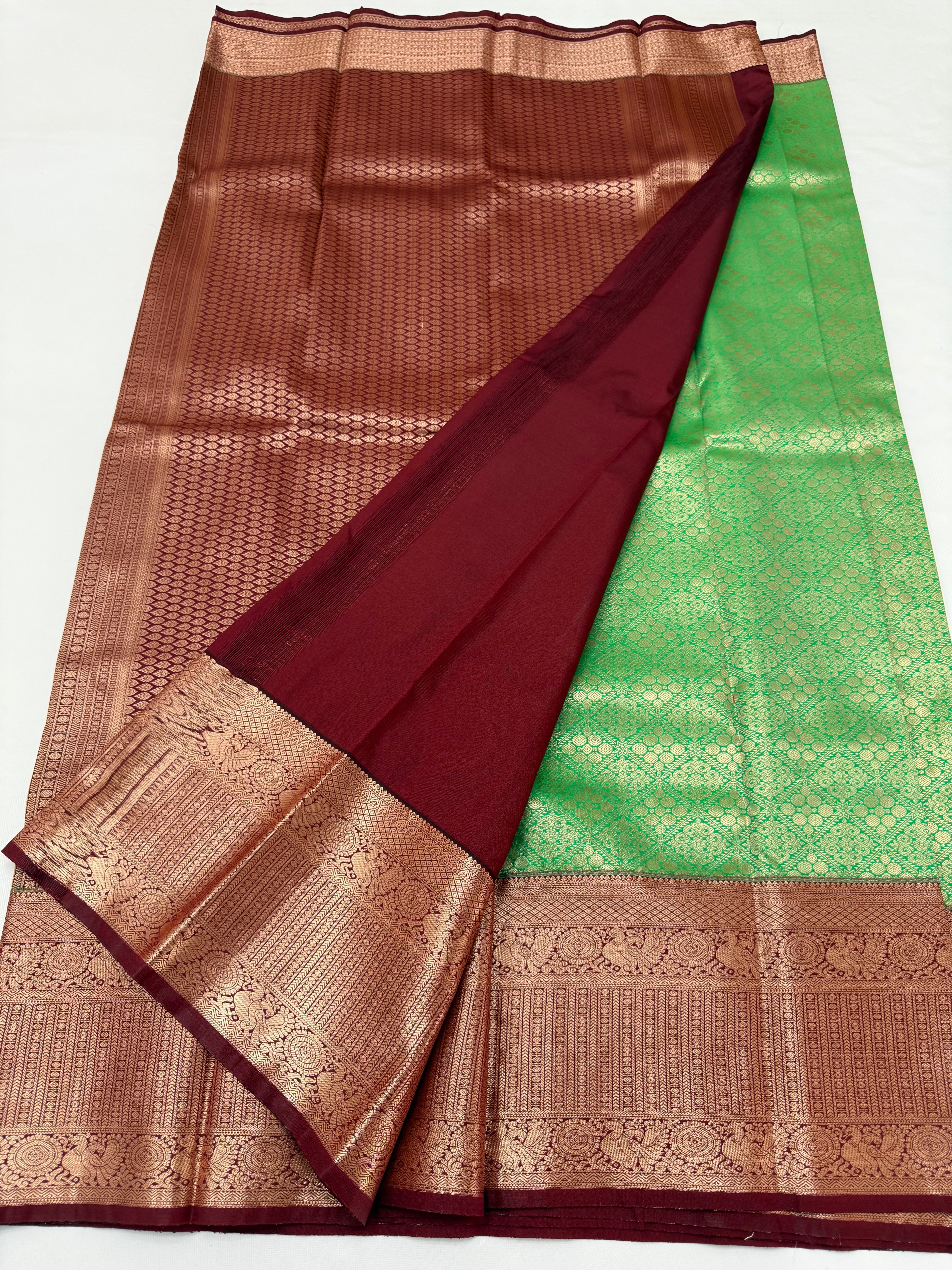PREMIUM SEMI BROCADE SILK SAREE - SHAMROCK