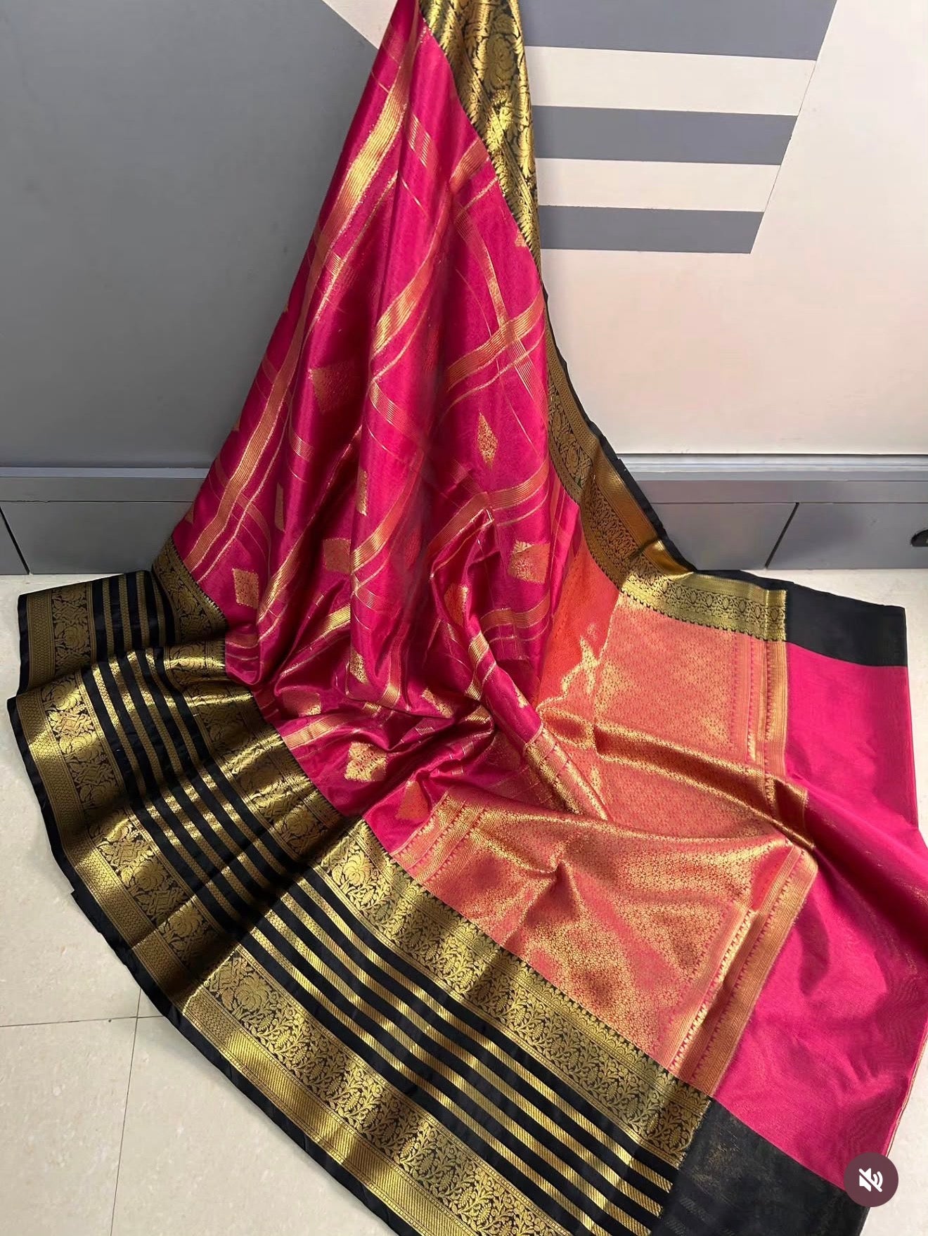 PREMIUM BANARASI KATAAN SILK SAREE - FUCHSIA PINK