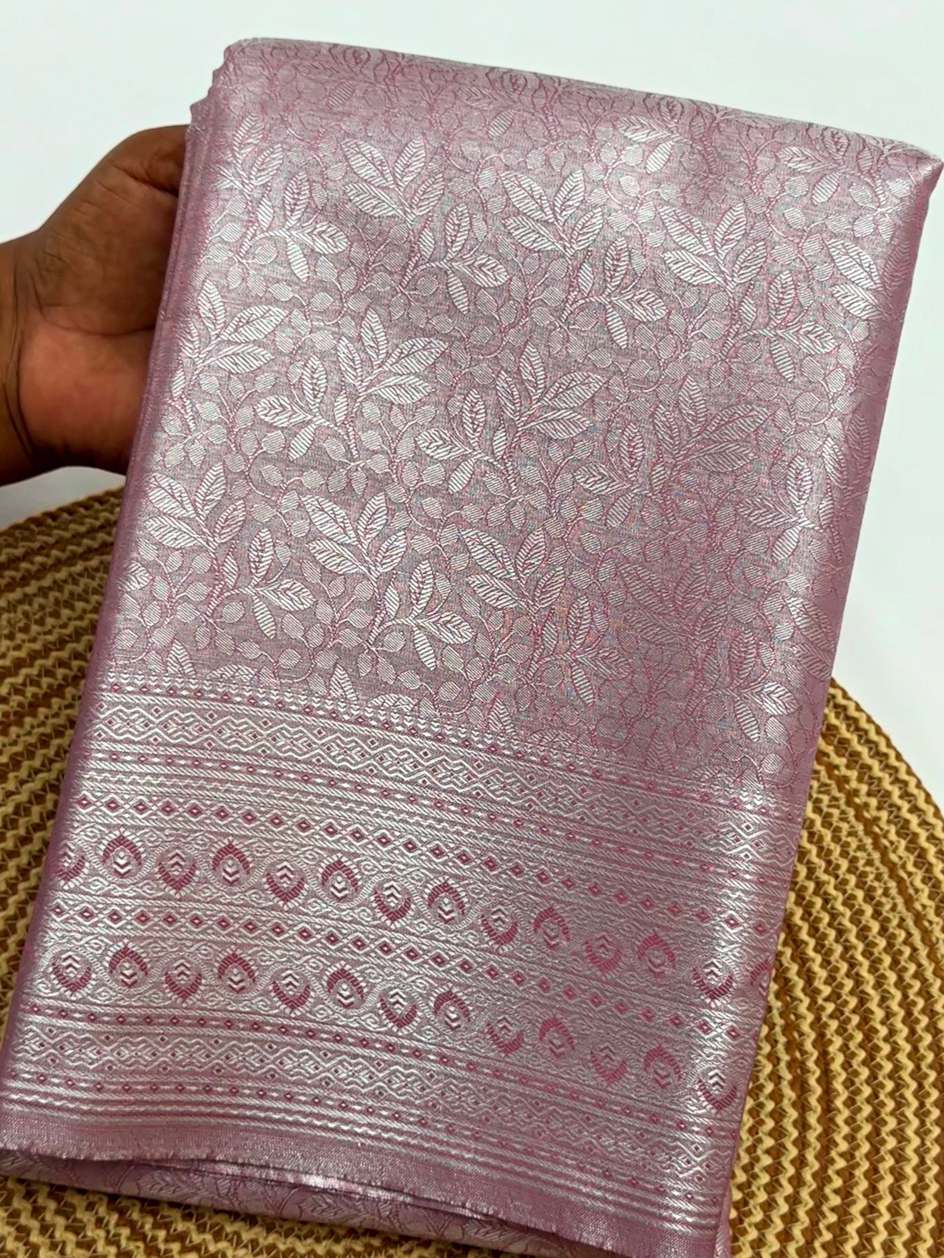 PREMIUM KANCHI TISUSE SILK SAREE - SILVER PINK