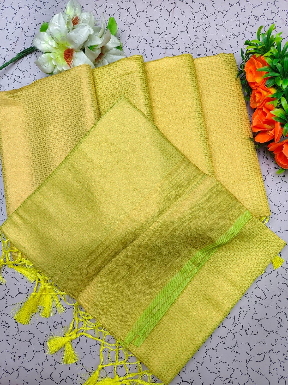 PREMIUM KUBERA PATTU SILK SAREE - CHARTREUSE