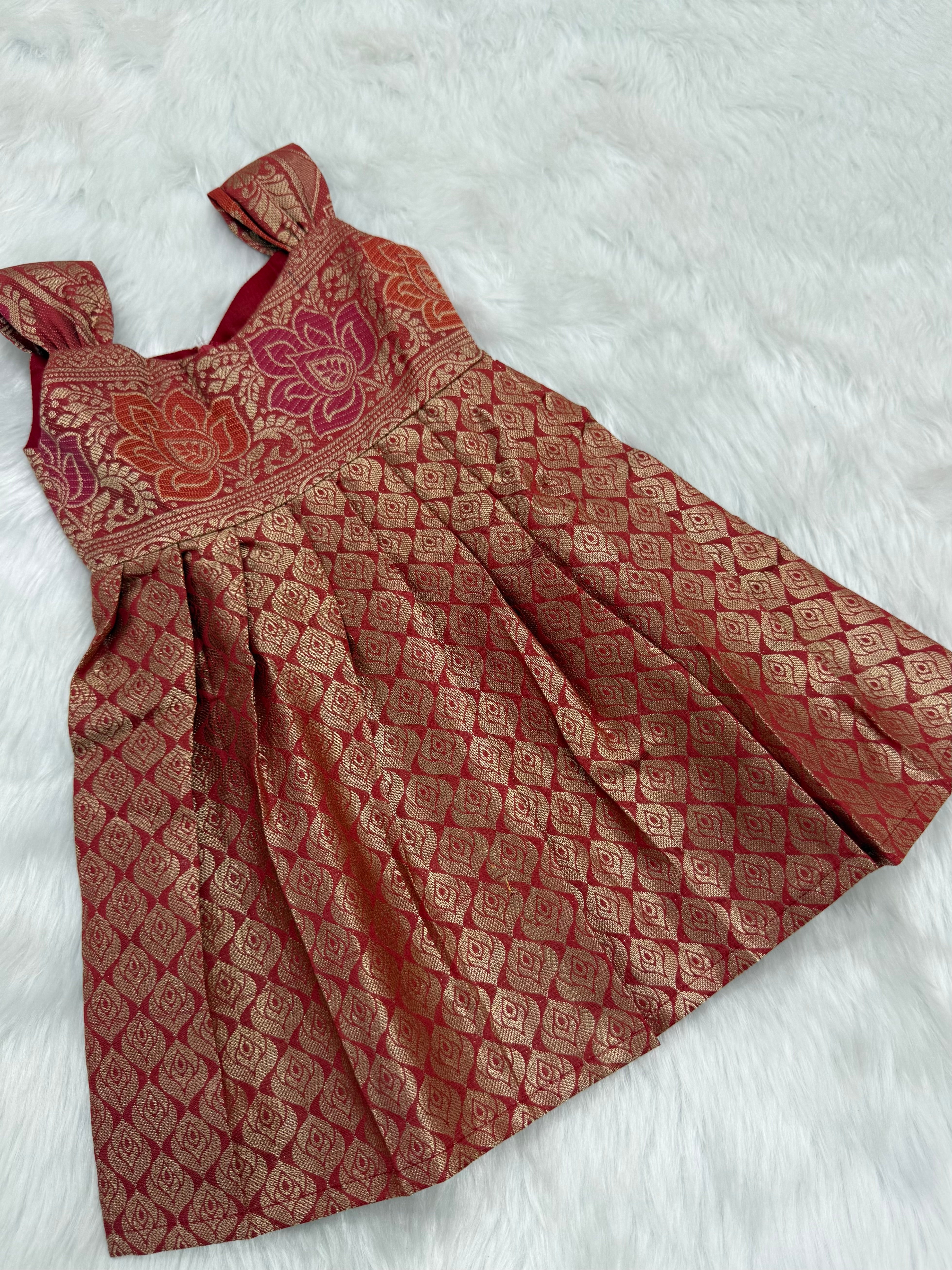 RED  NEW BORN FROCK
