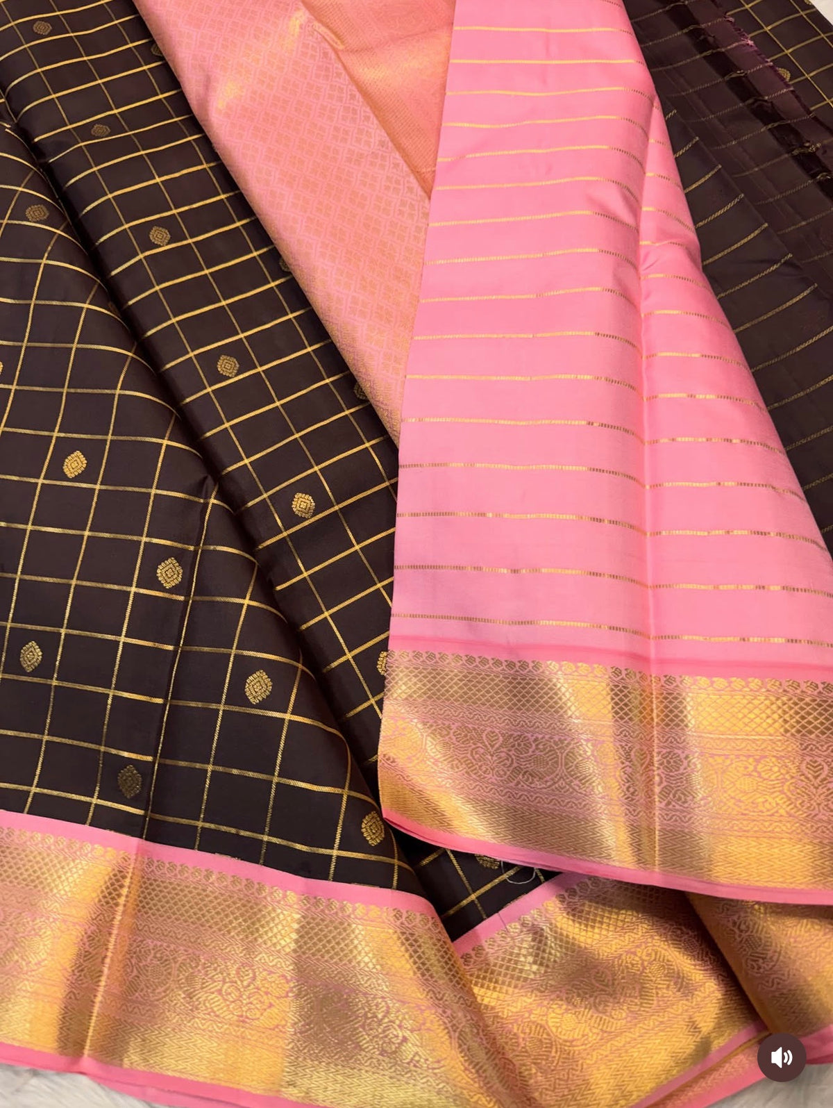 KANCHIPURAM PURE SILK SAREE | SILKMARK® CERTIFIED - DARK CHOCOLATE