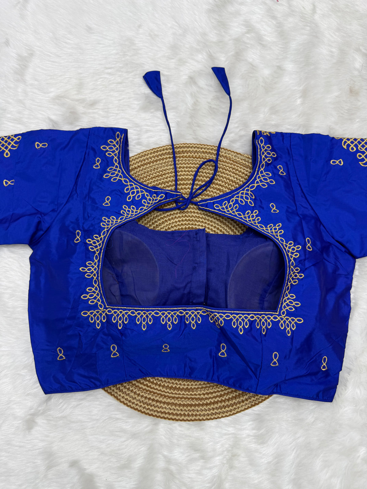 BRIDAL AARI WORK READY TO WEAR SAREE BLOUSE - ROYAL BLUE
